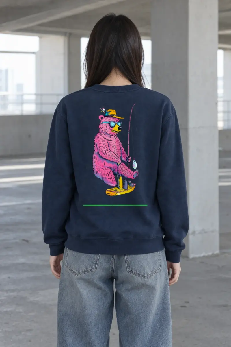 "Bear Angler In Shades" Heavy Blend Unisex Crewneck Sweatshirt | Gildan 18000