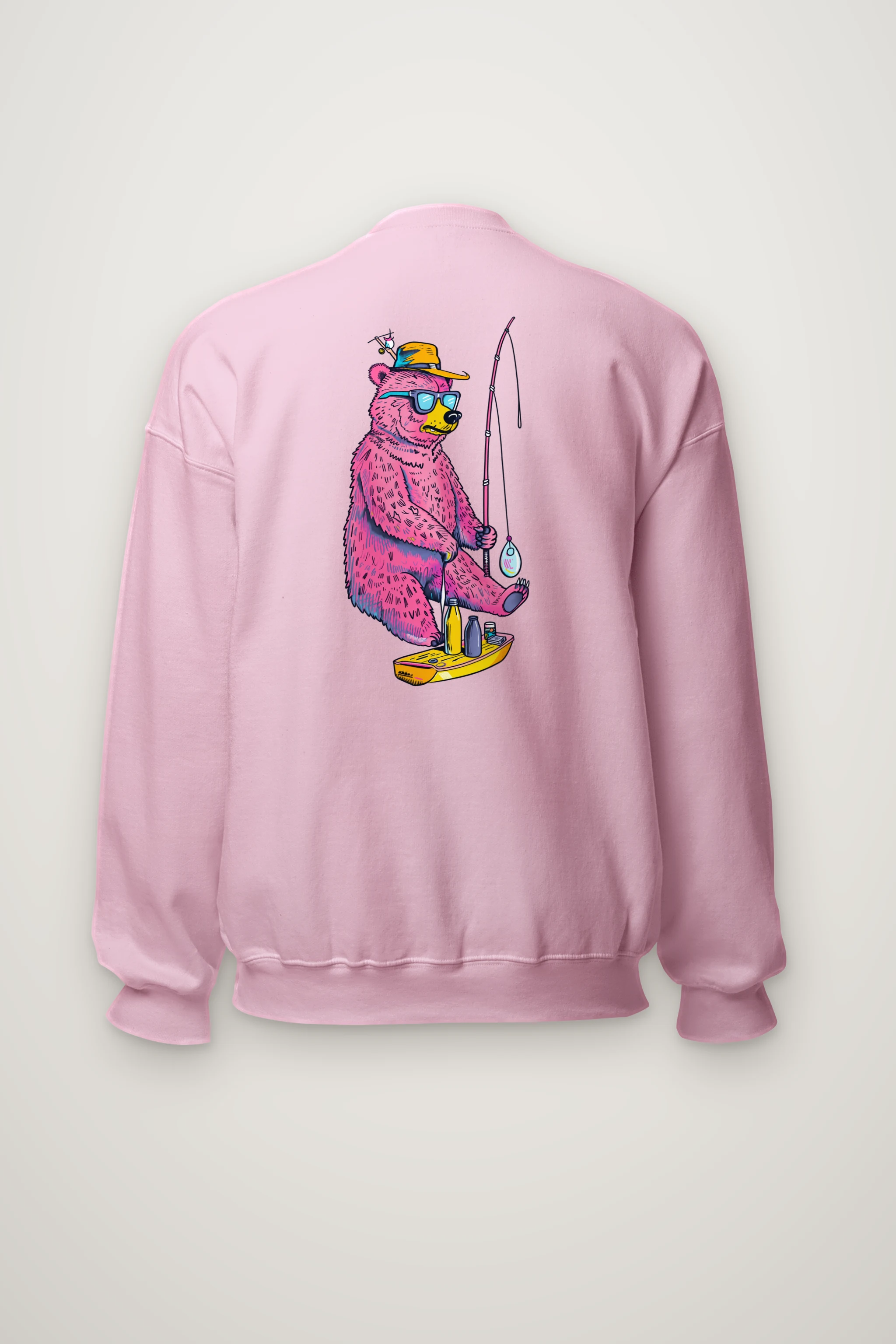 "Bear Angler In Shades" Heavy Blend Unisex Crewneck Sweatshirt
