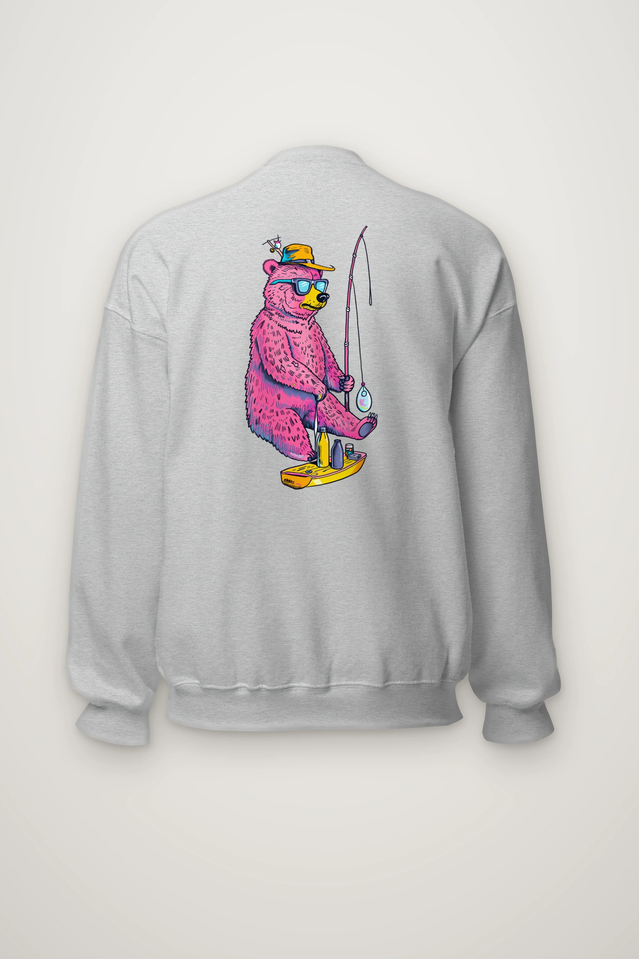 "Bear Angler In Shades" Heavy Blend Unisex Crewneck Sweatshirt