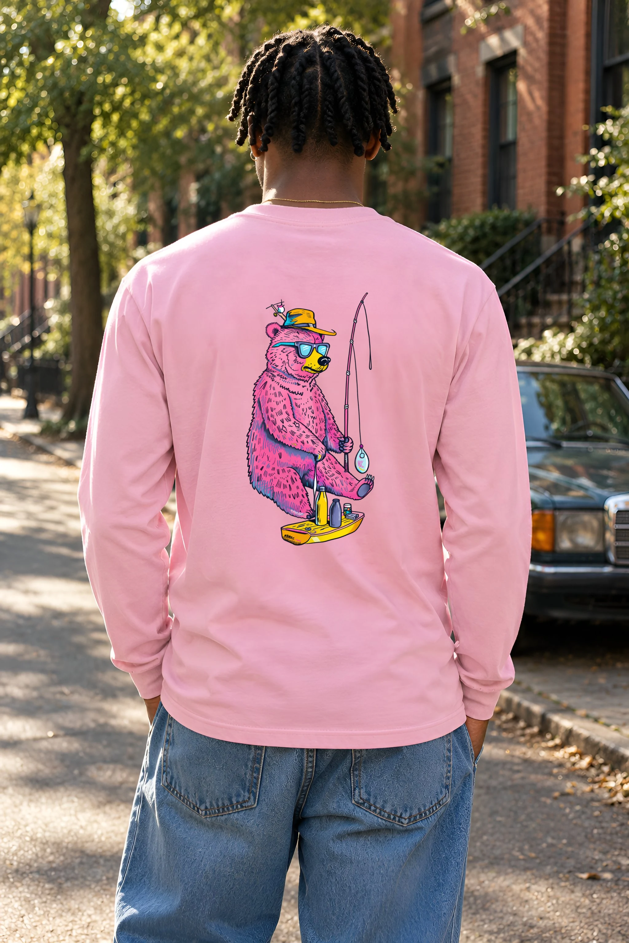 "Bear Angler In Shades" Unisex Longsleeve T-shirt