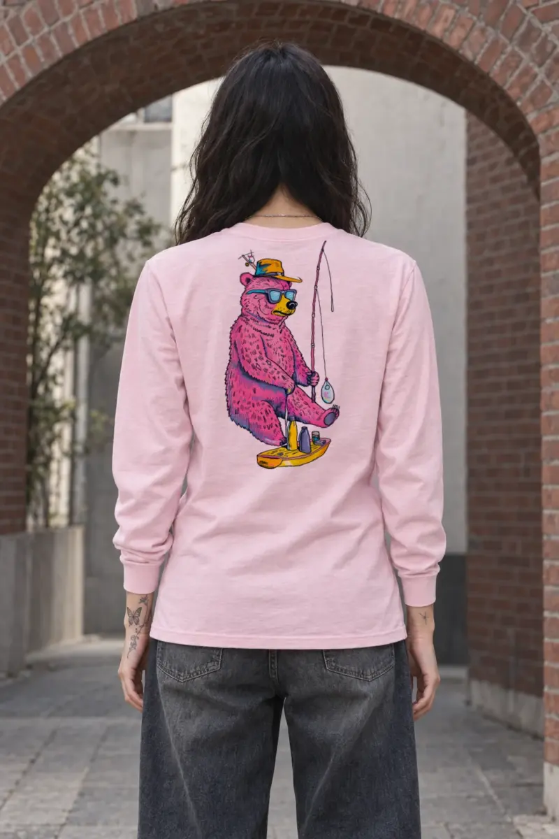 "Bear Angler In Shades" Unisex Longsleeve T-shirt
