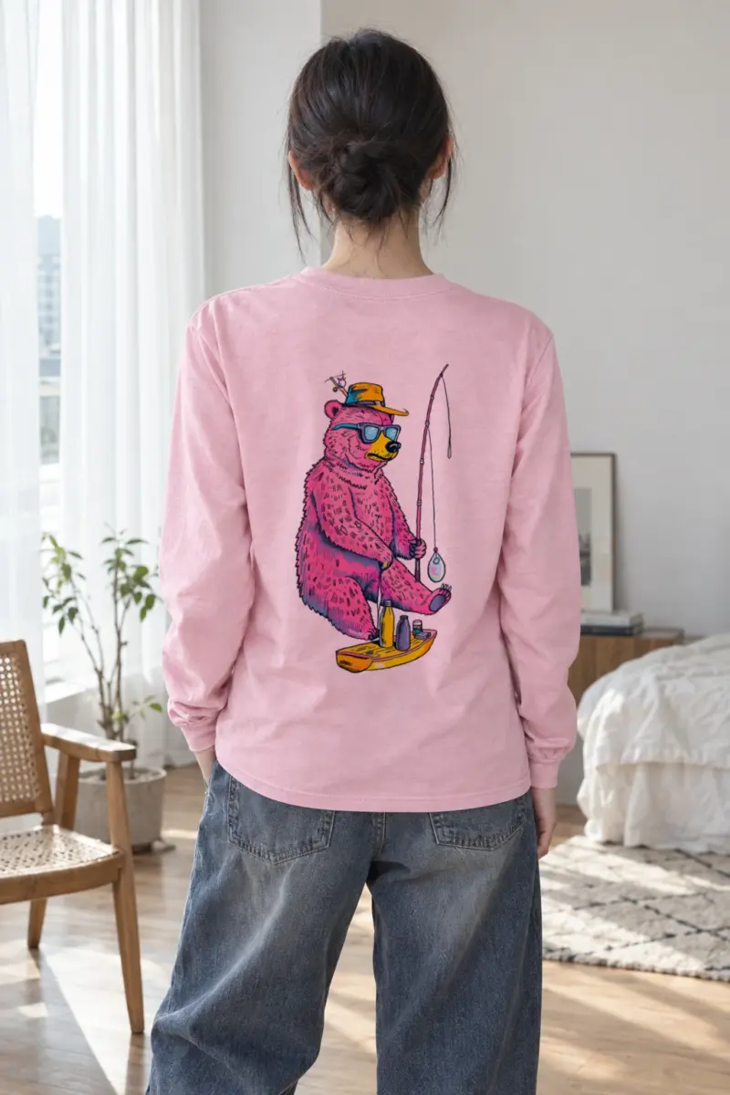 "Bear Angler In Shades" Unisex Longsleeve T-shirt