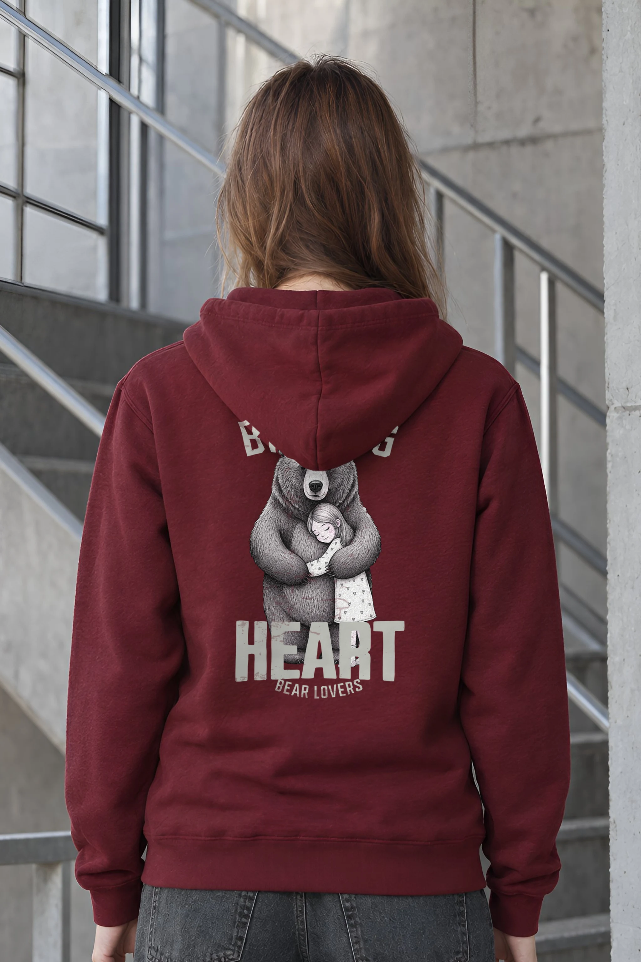 "Bear Hug Heart" 1 Pullover Hoodie
