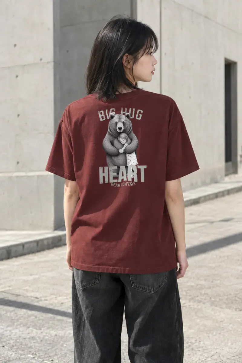"Bear Hug Heart" Heavyweight Unisex Crewneck T-shirt | Gildan 5000