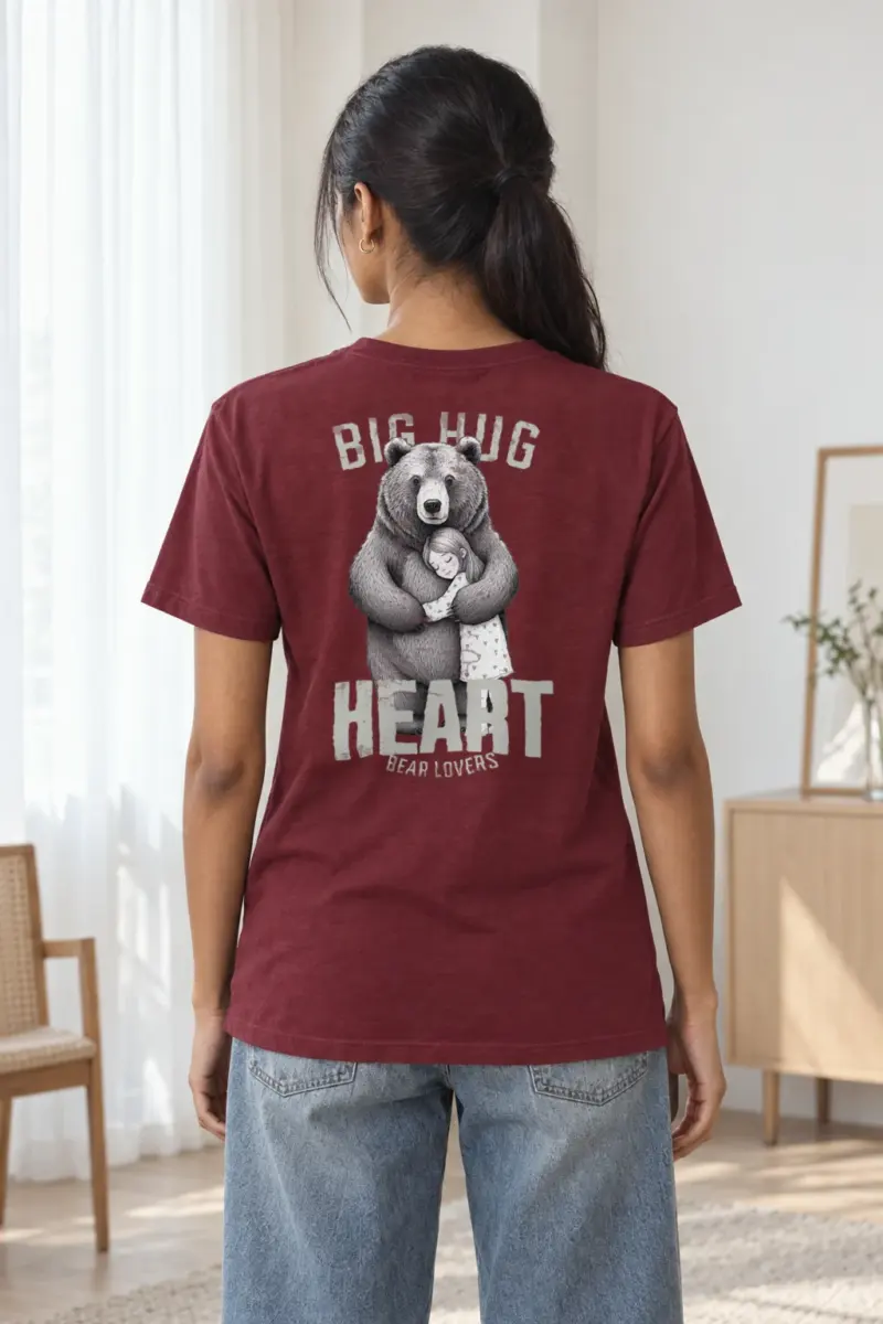 "Bear Hug Heart" Heavyweight Unisex Crewneck T-shirt | Gildan 5000