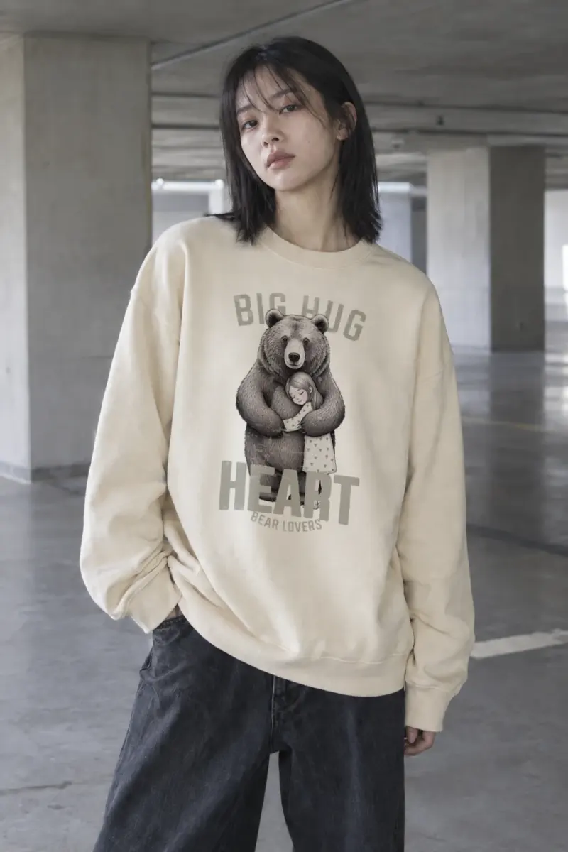 "Bear Hug Heart" Unisex Sponge Fleece Crewneck Sweatshirt | Bella + Canvas 3901