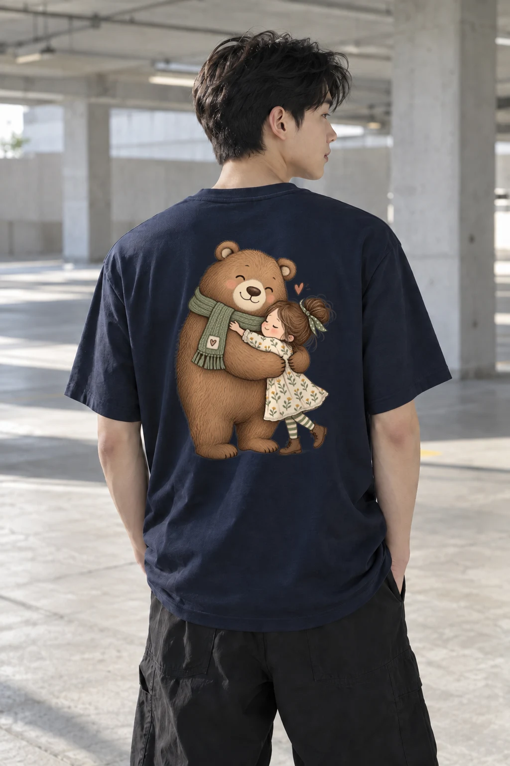 "Bear Hug" Heavyweight Unisex Crewneck T-shirt | Gildan 5000