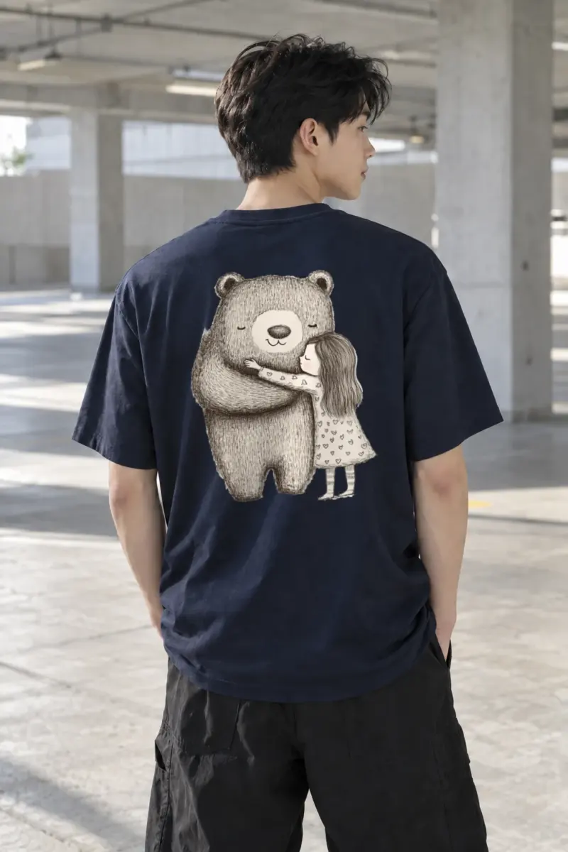 "Bear Hug Sketch" Heavyweight Unisex Crewneck T-shirt | Gildan 5000