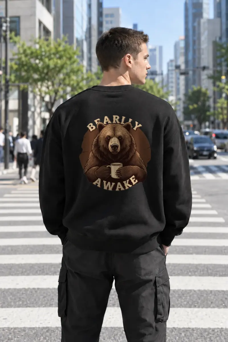 “Bearly Awake” Heavy Blend Unisex Crewneck Sweatshirt | Gildan 18000