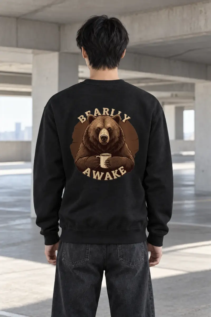 "Bearly Awake" Heavy Blend Unisex Crewneck Sweatshirt | Gildan 18000