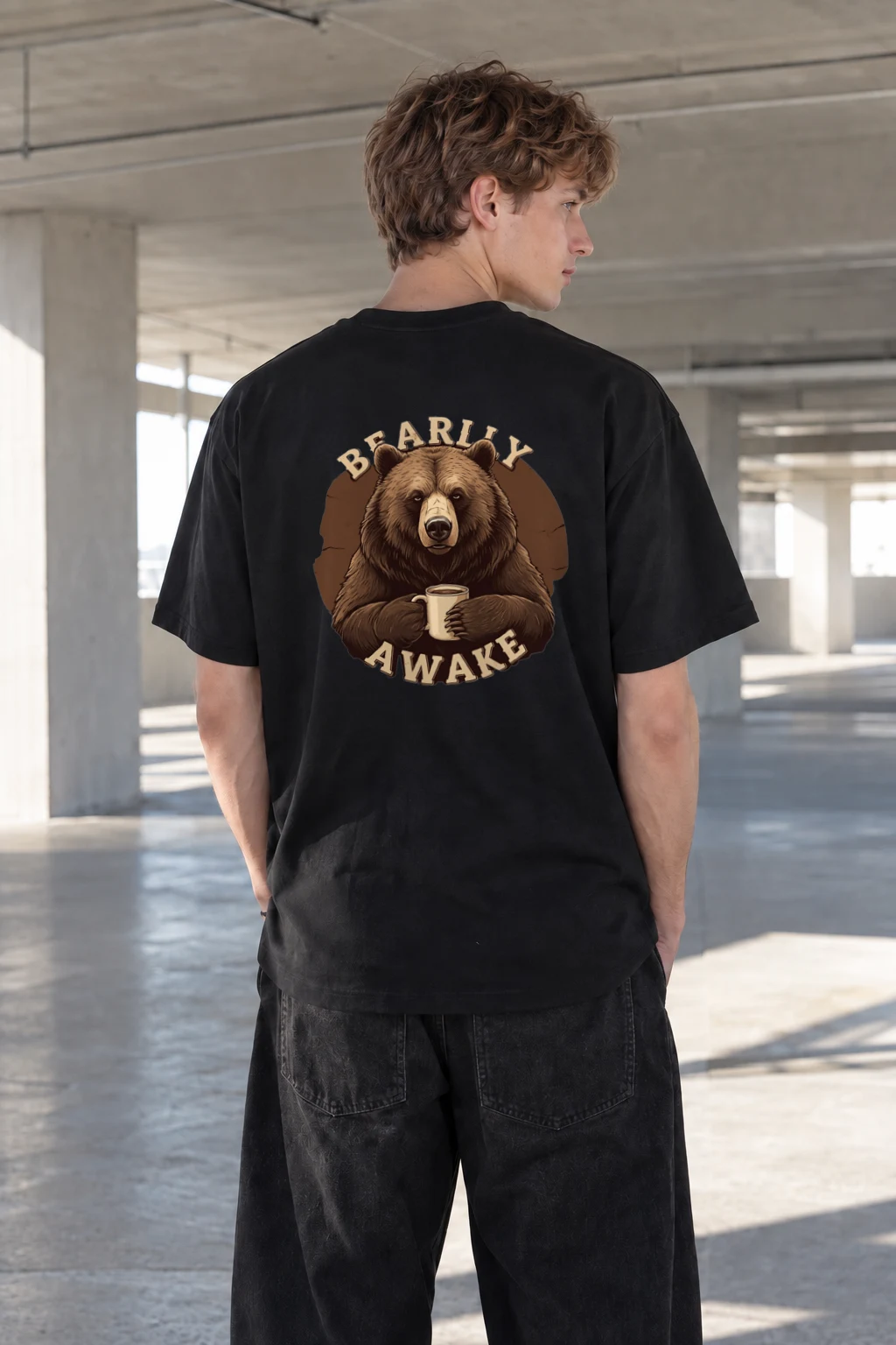 "Bearly Awake" Heavyweight Unisex Crewneck T-shirt | Gildan 5000