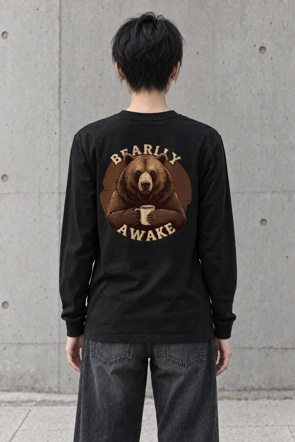 "Bearly Awake" Unisex Longsleeve T-shirt | Gildan 2400