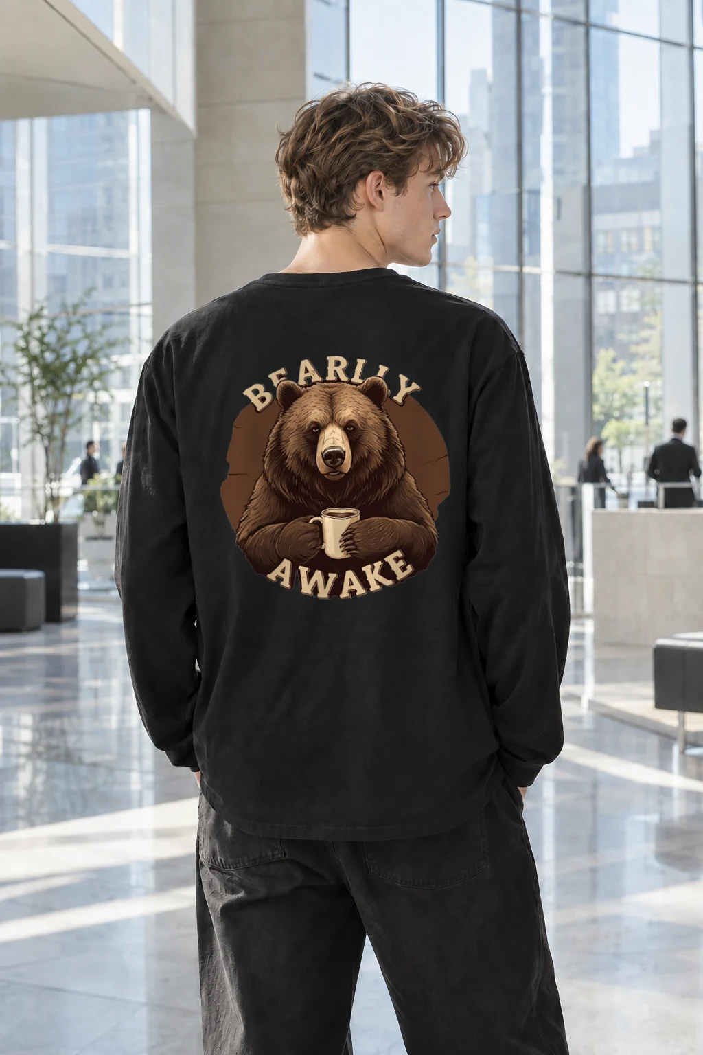 "Bearly Awake" Unisex Longsleeve T-shirt | Gildan 2400