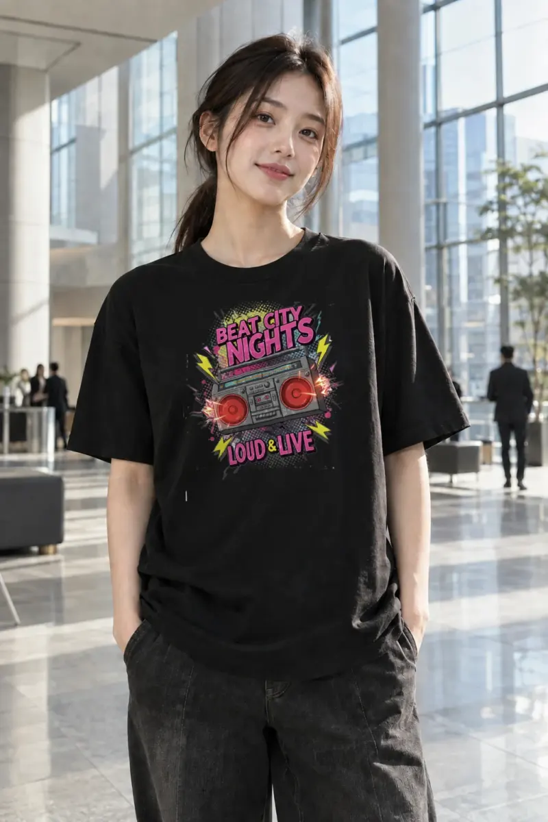"Beat City Nights" Heavyweight Unisex Crewneck T-shirt | Gildan 5000
