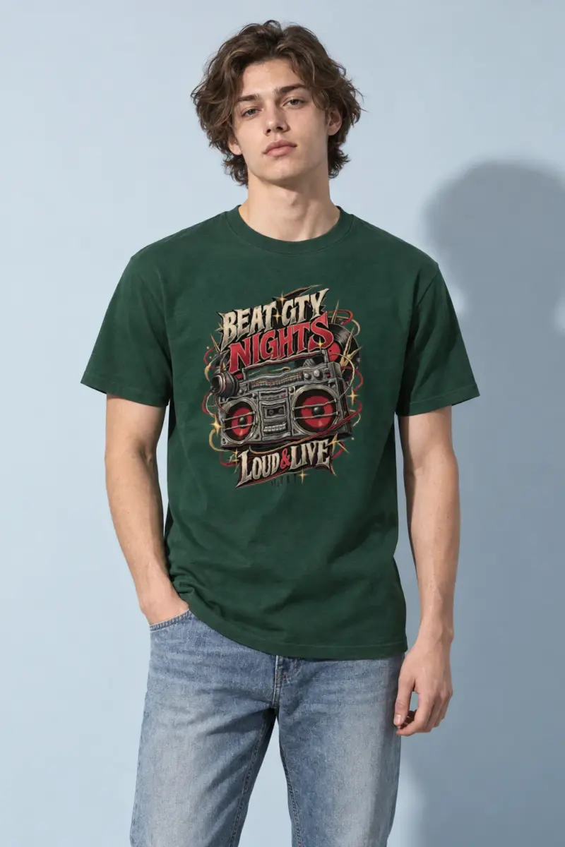 "Beat City Nights" Heavyweight Unisex Crewneck T-shirt