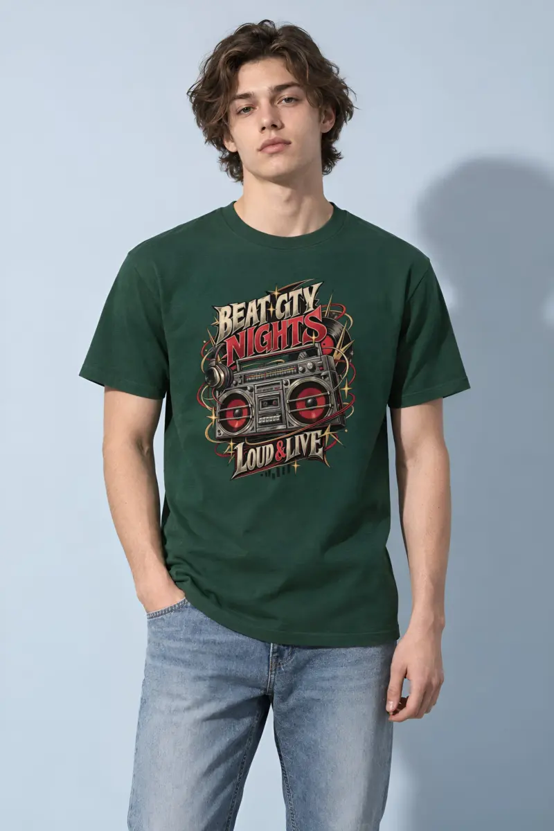 "Beat City Nights" Heavyweight Unisex Crewneck T-shirt