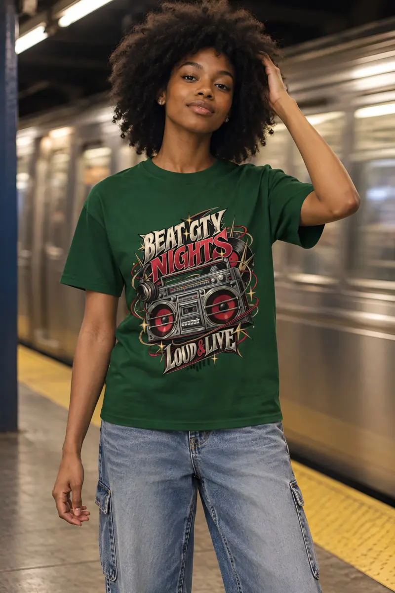 "Beat City Nights" Heavyweight Unisex Crewneck T-shirt