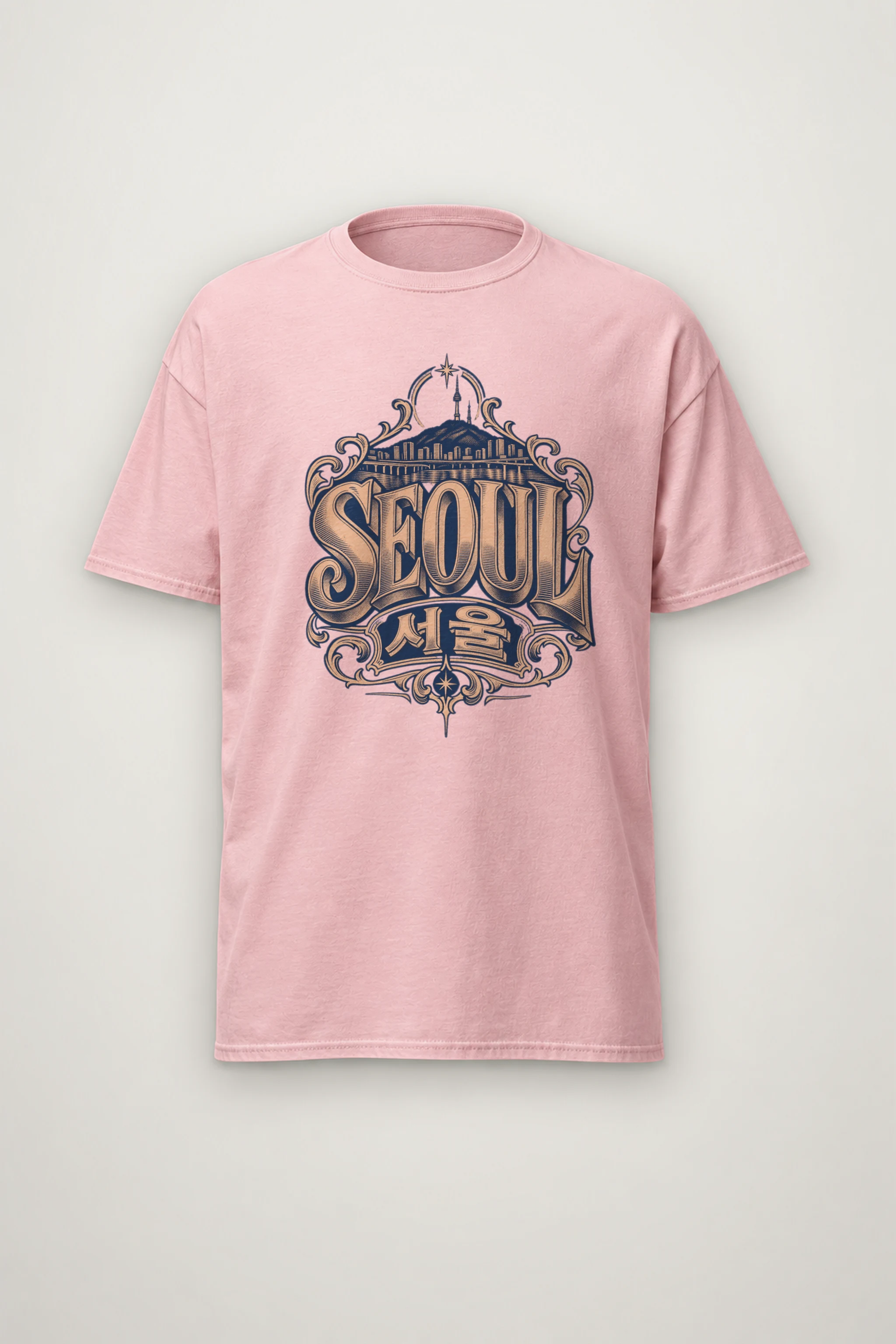 "Seoul Serif Skyline" Heavyweight Unisex Crewneck T-shirt