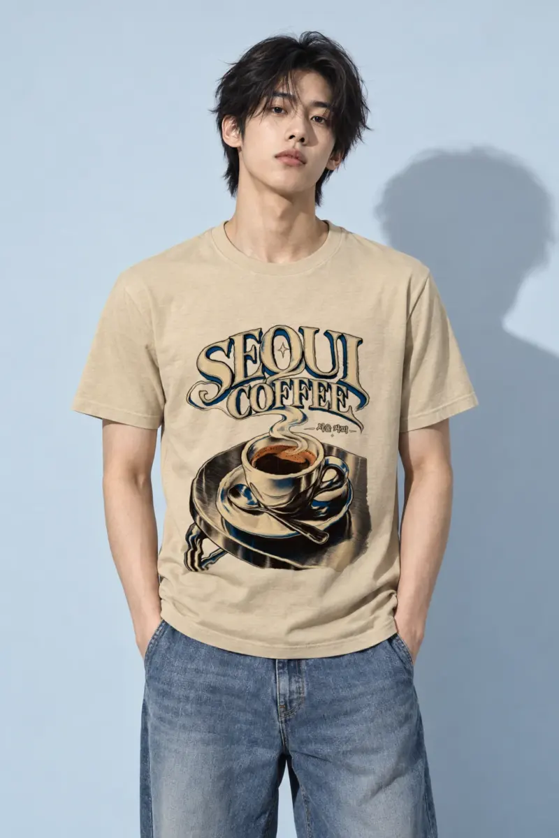 "Seoul Coffee Wordmark" Heavyweight Unisex Crewneck T-shirt