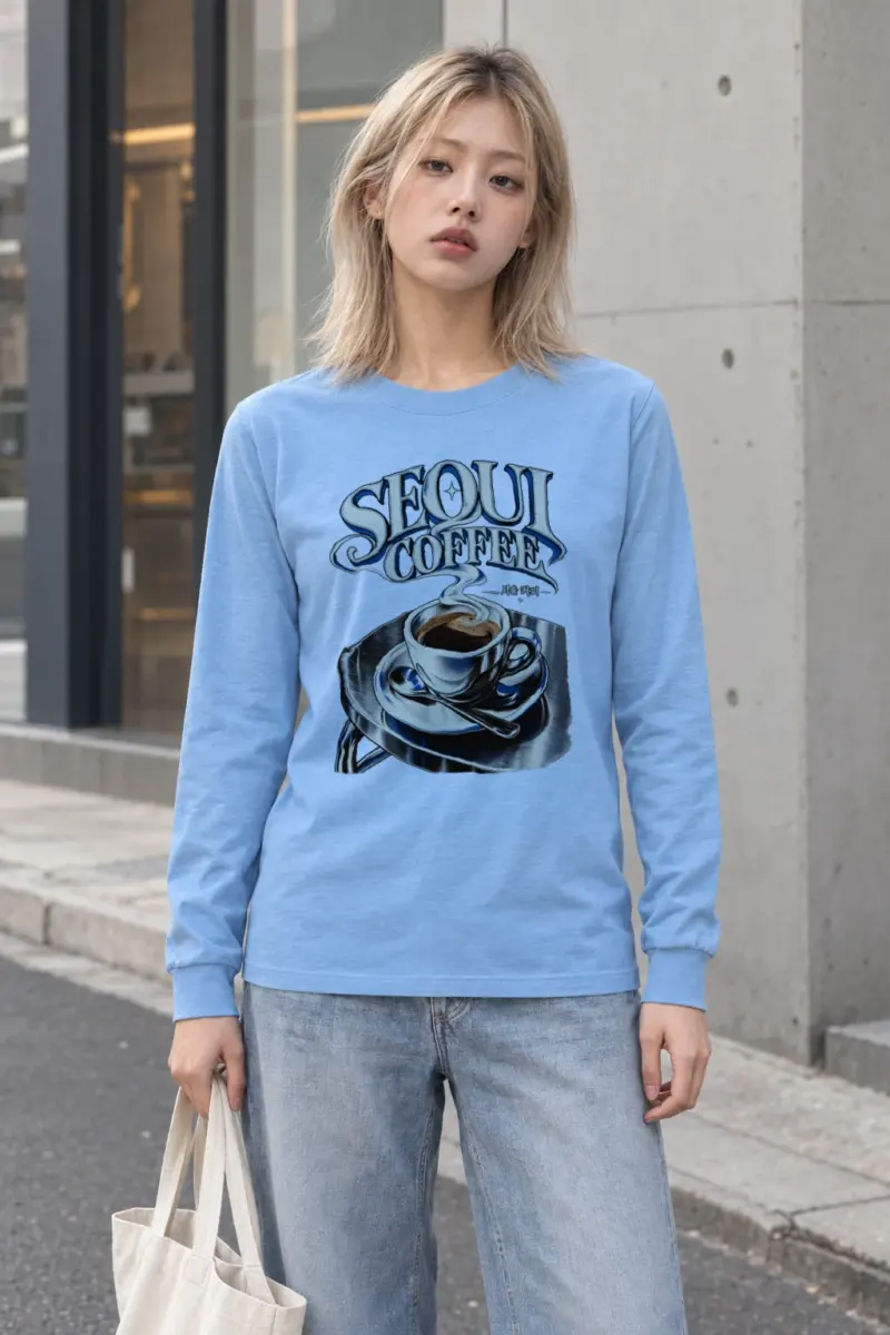 "Seoul Coffee Wordmark" Unisex Longsleeve T-shirt
