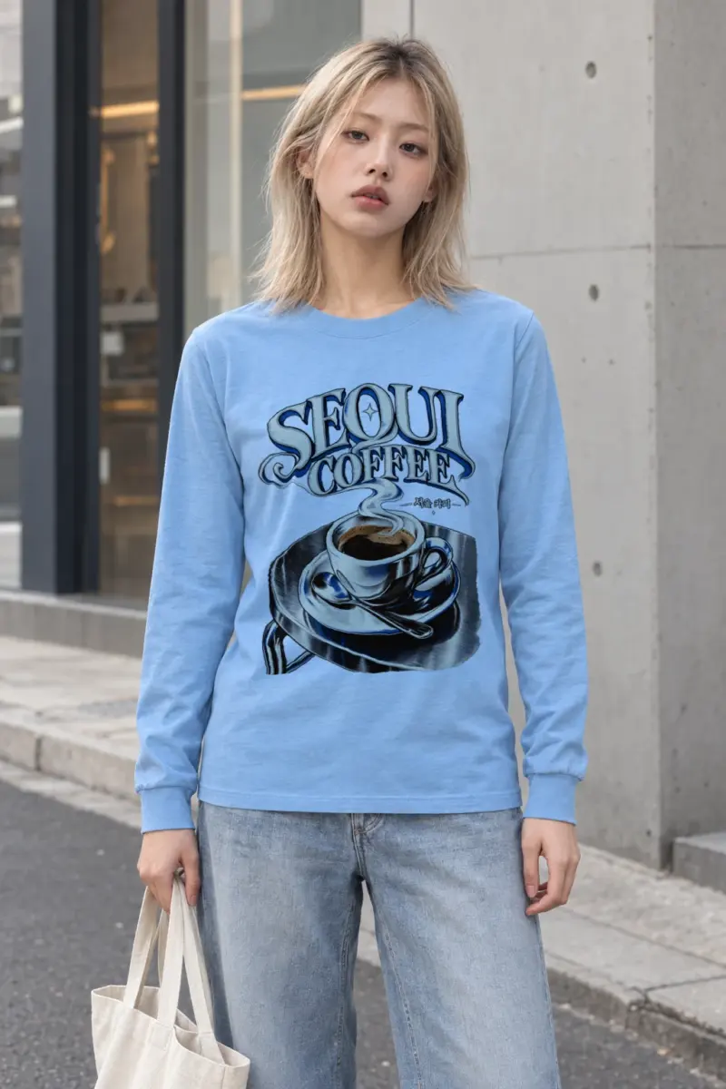 "Seoul Coffee Wordmark" Unisex Longsleeve T-shirt