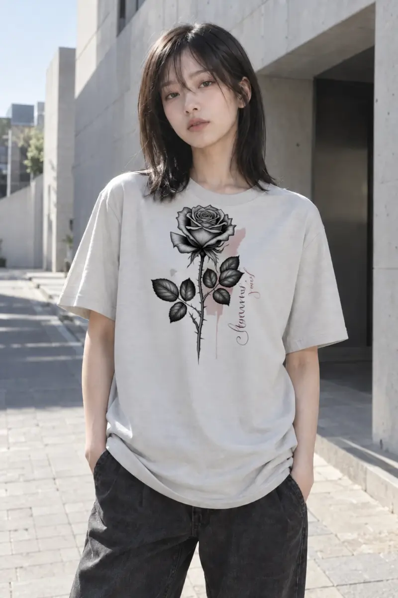 "Beautiful Rose" Heavyweight Unisex Crewneck T-shirt | Gildan 5000