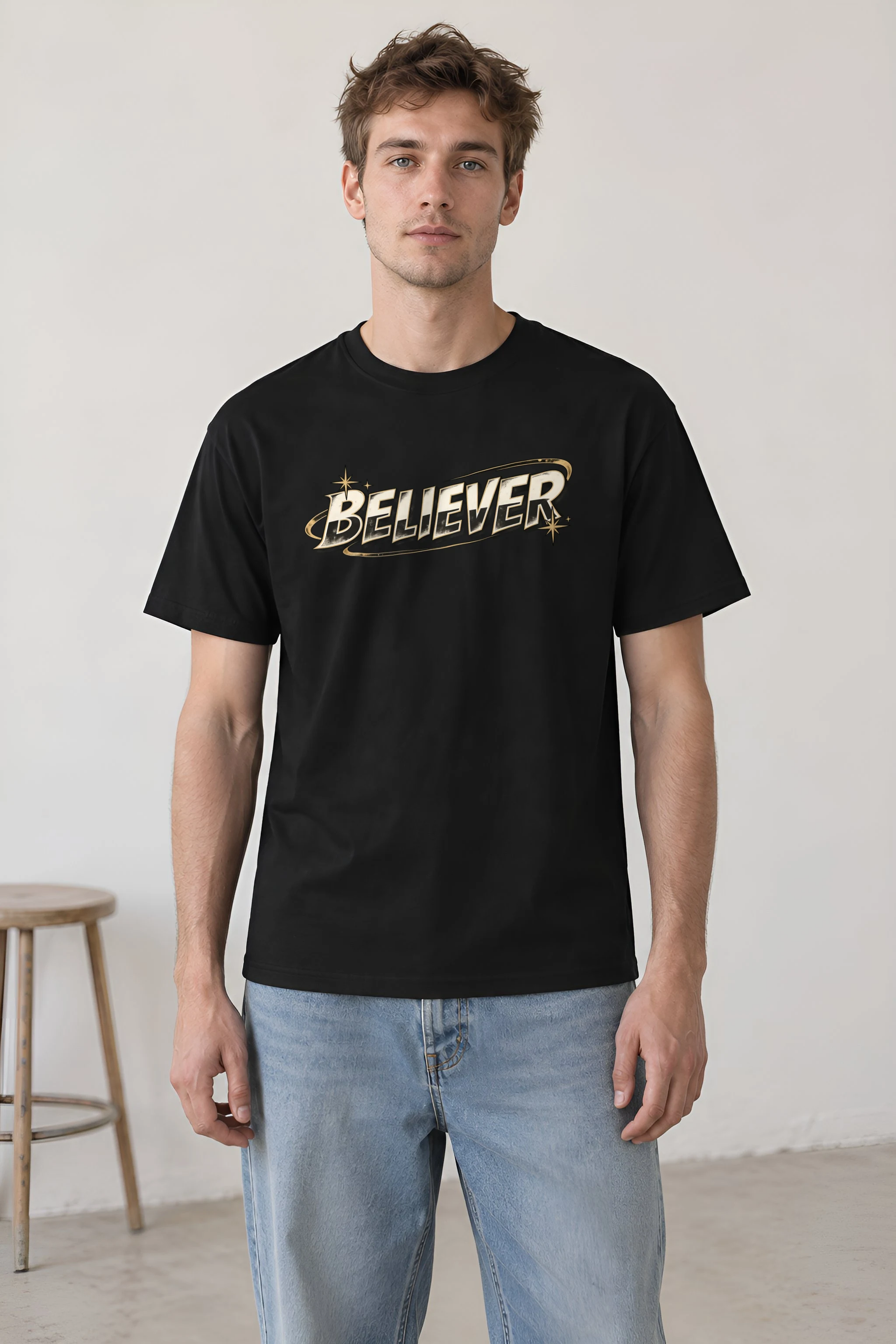"Believer Starburst" Heavyweight Unisex Crewneck T-shirt