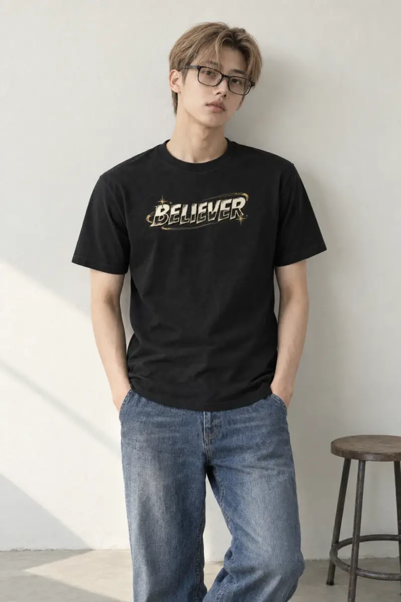 "Believer Starburst" Heavyweight Unisex Crewneck T-shirt