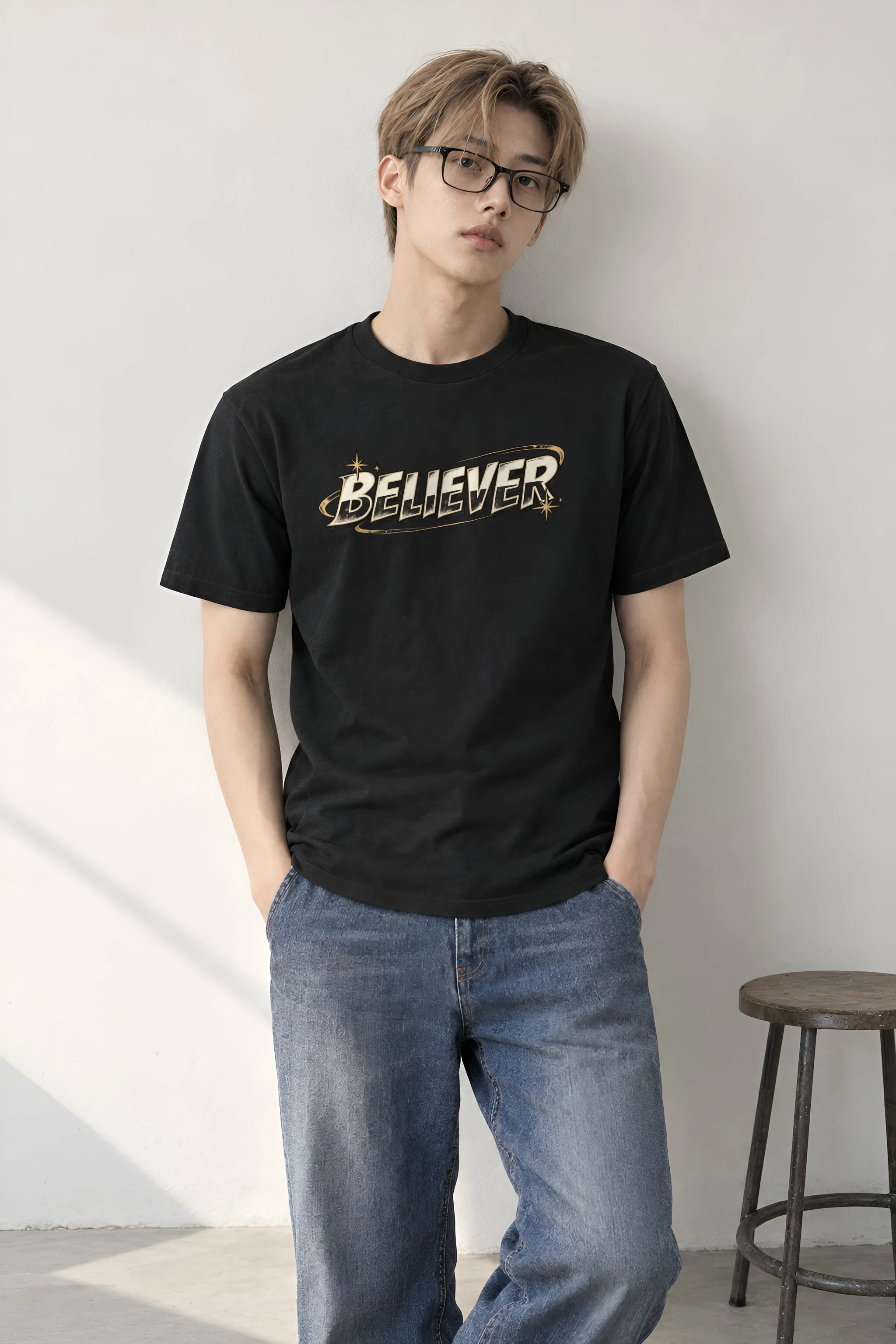"Believer Starburst" Heavyweight Unisex Crewneck T-shirt