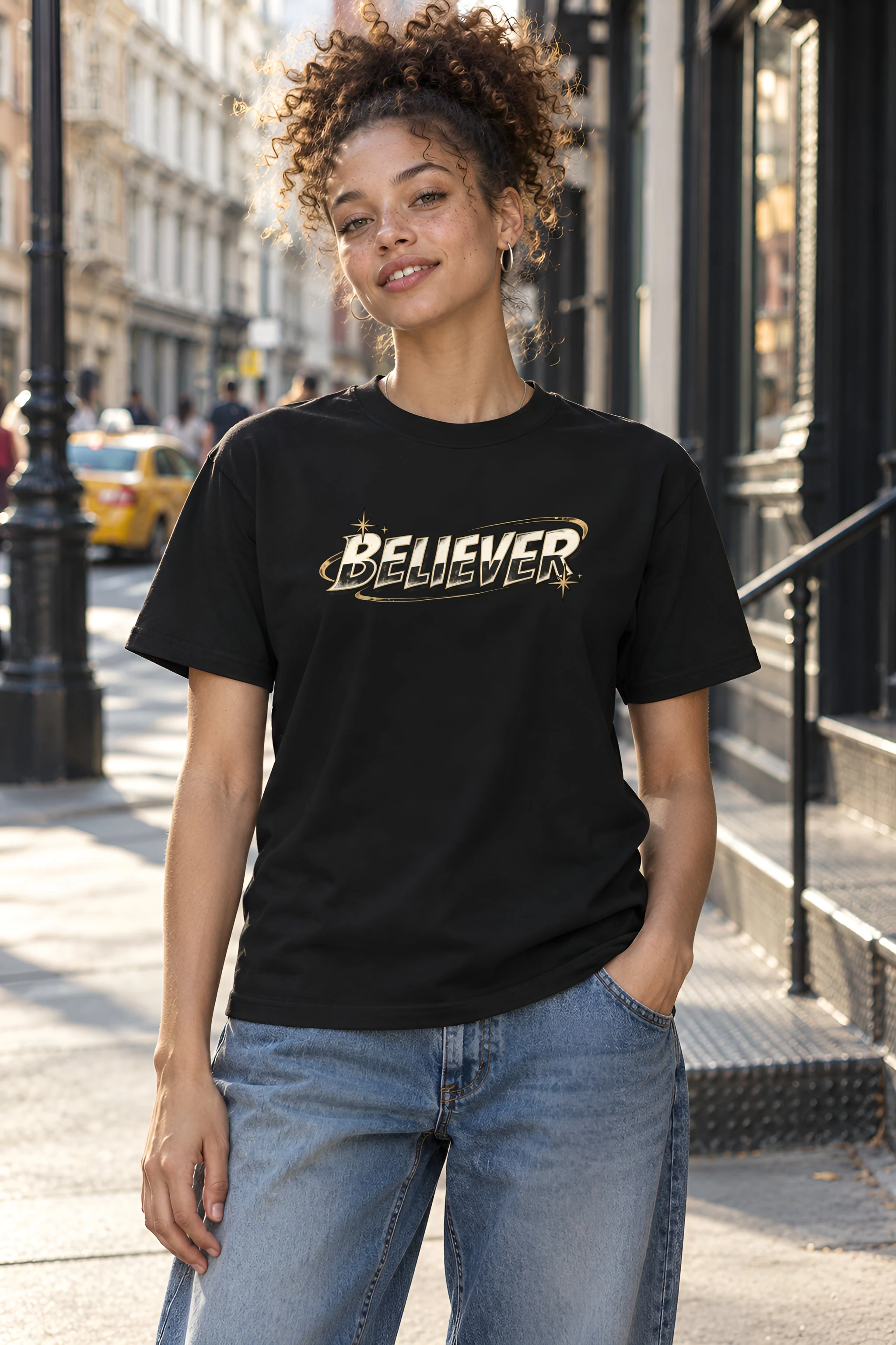 "Believer Starburst" Heavyweight Unisex Crewneck T-shirt