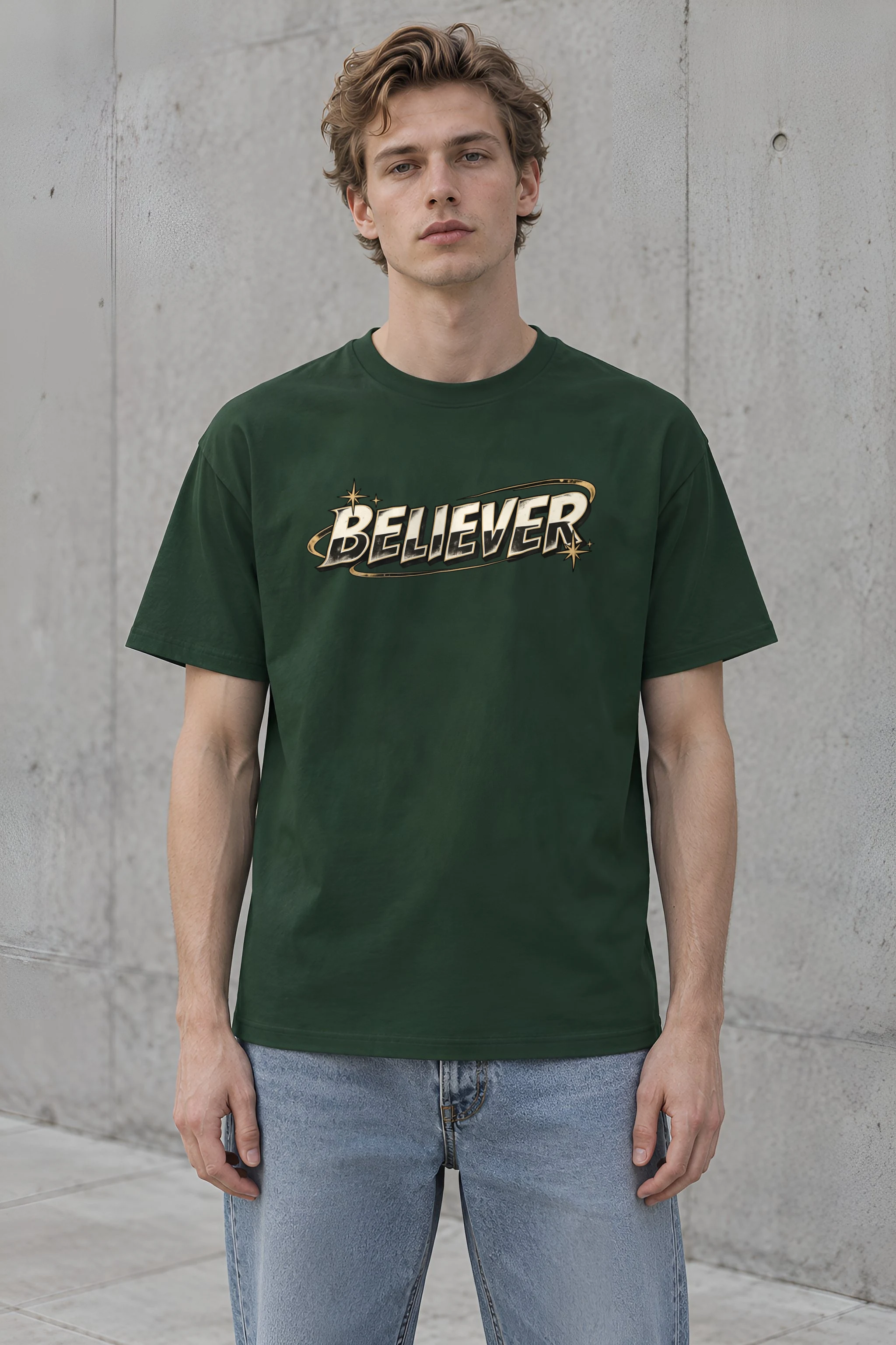 "Believer Starburst" Heavyweight Unisex Crewneck T-shirt
