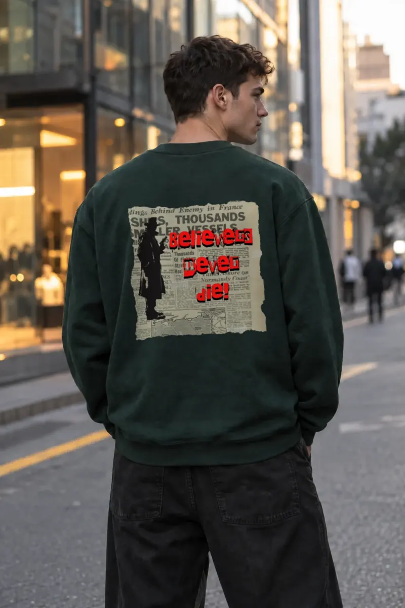 "Believers Never Die" Heavy Blend Unisex Crewneck Sweatshirt | Gildan 18000