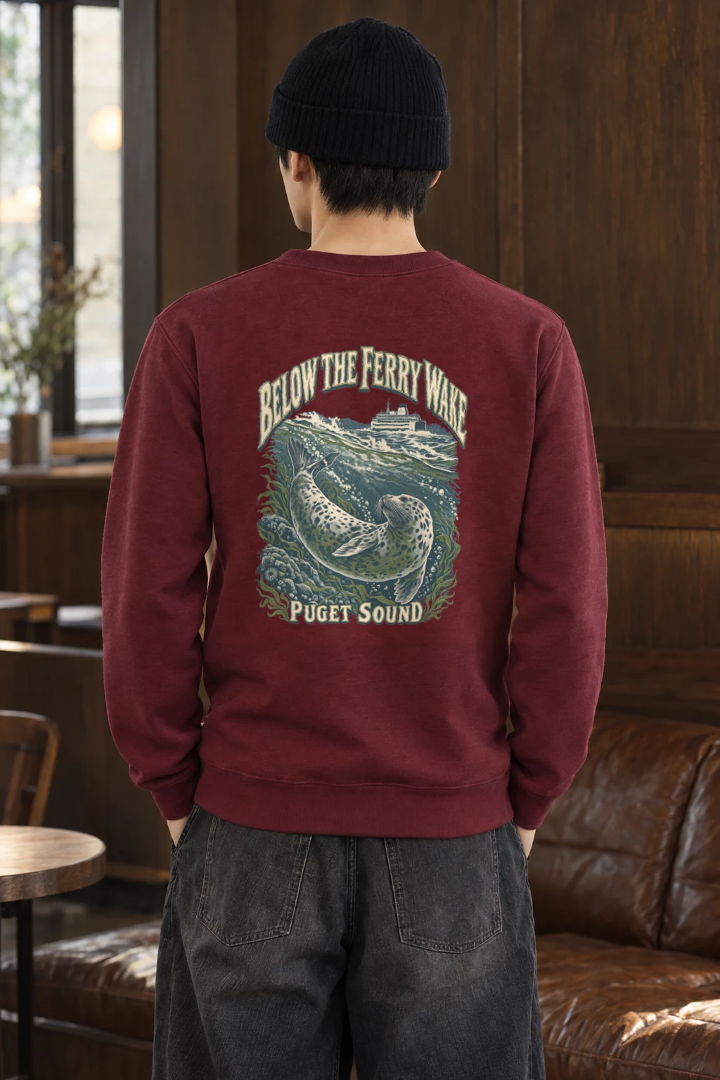 "Below the Ferry Wake" Heavy Blend Unisex Crewneck Sweatshirt