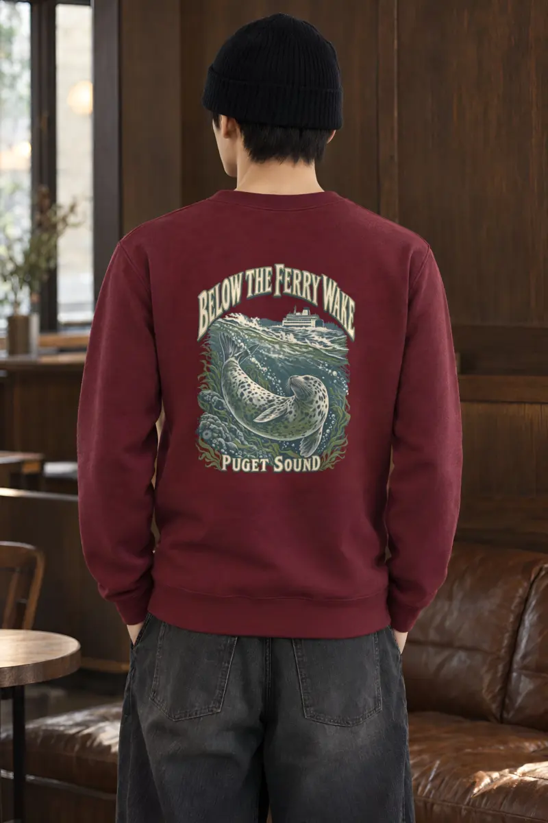 "Below the Ferry Wake" Heavy Blend Unisex Crewneck Sweatshirt