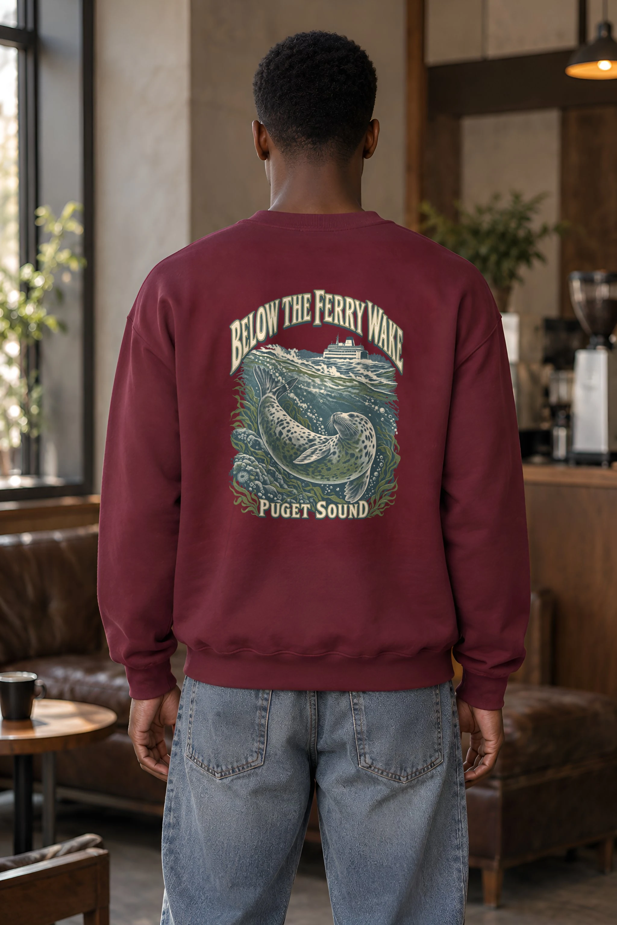 "Below the Ferry Wake" Heavy Blend Unisex Crewneck Sweatshirt
