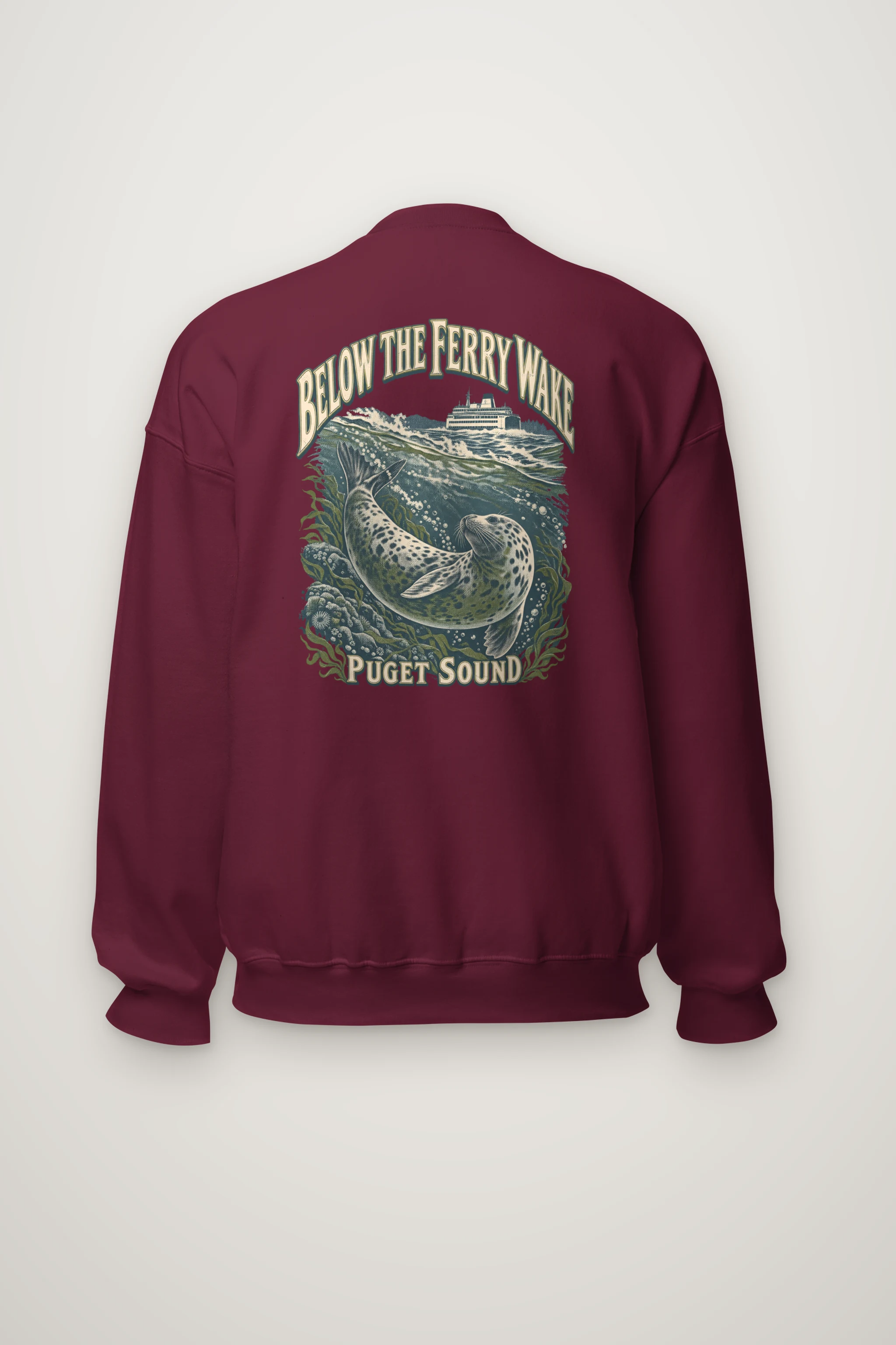 "Below the Ferry Wake" Heavy Blend Unisex Crewneck Sweatshirt
