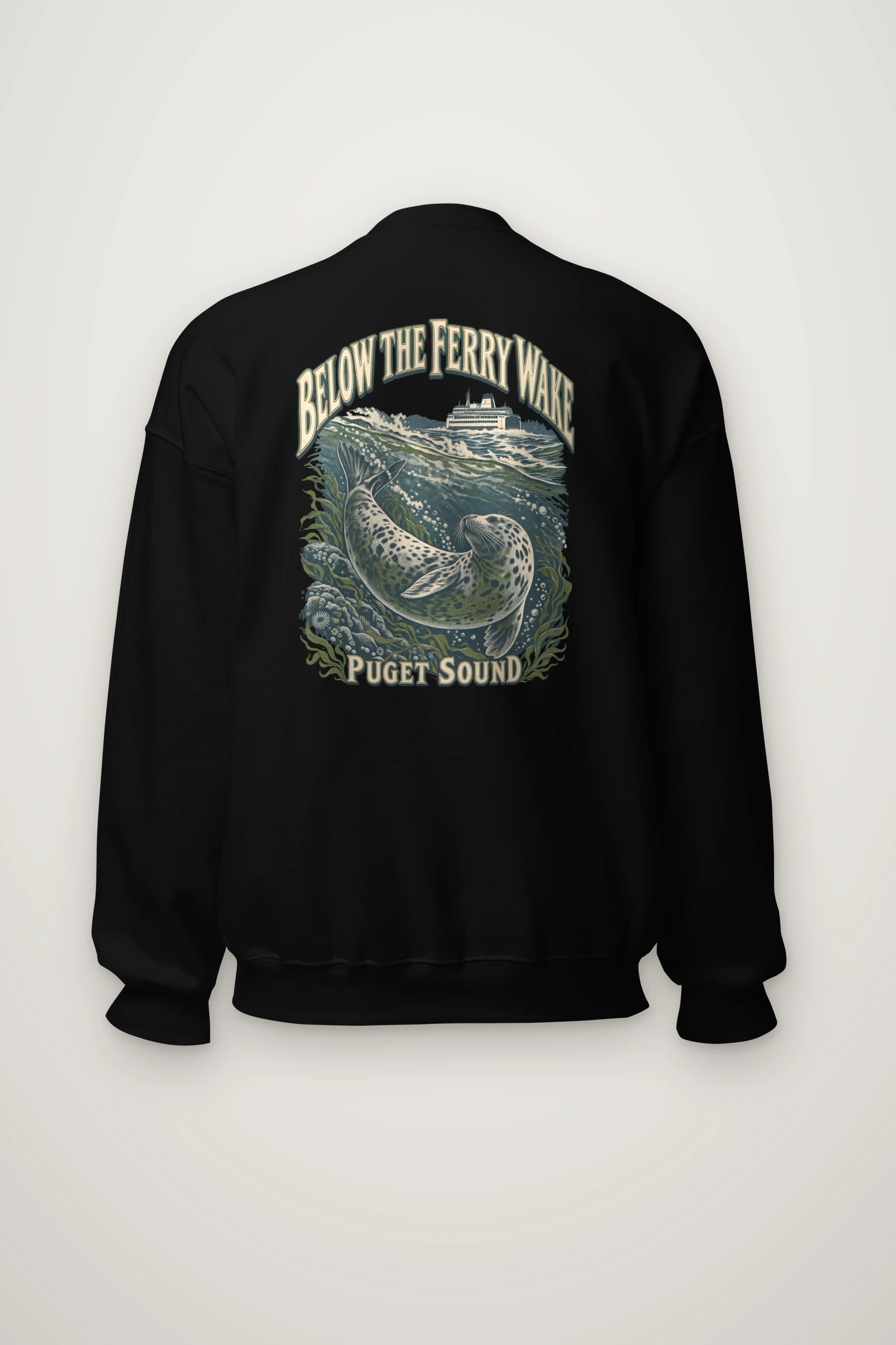 "Below the Ferry Wake" Heavy Blend Unisex Crewneck Sweatshirt