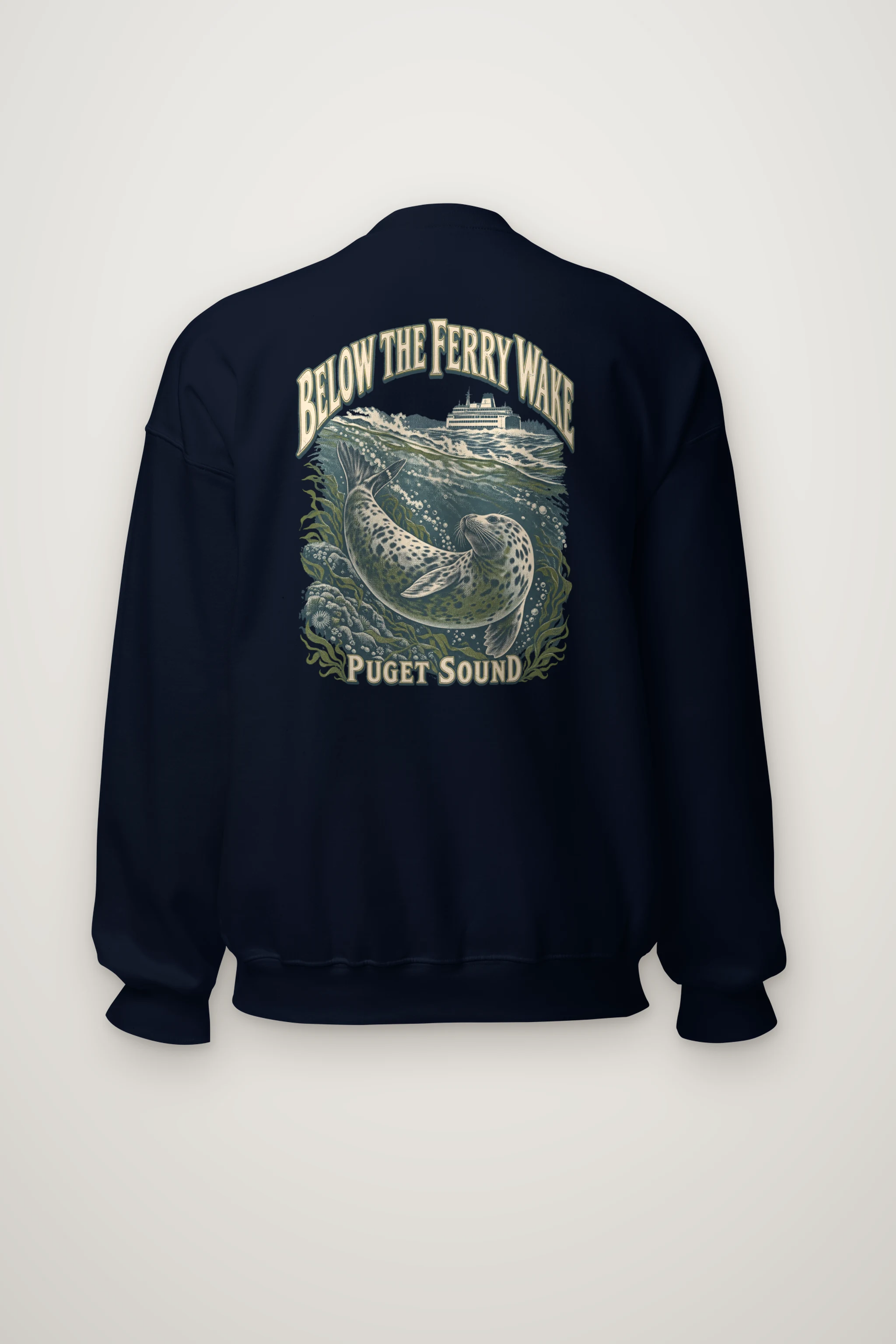 "Below the Ferry Wake" Heavy Blend Unisex Crewneck Sweatshirt