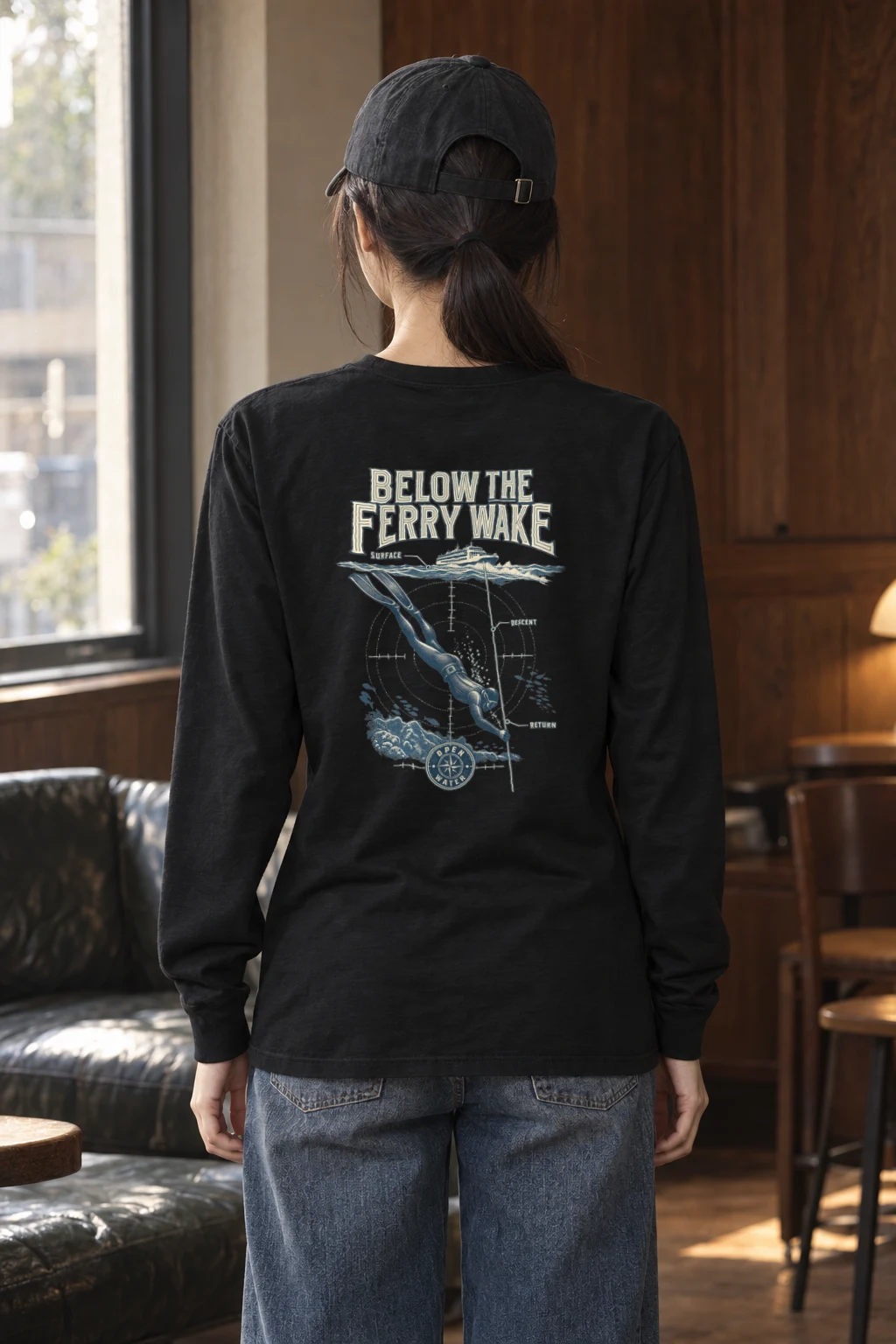 "Below the Ferry Wake" Unisex Longsleeve T-shirt