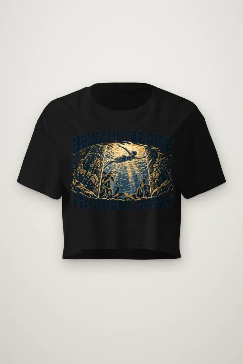 "Beneath the Pier Morning Swim" Women's Crop Tee