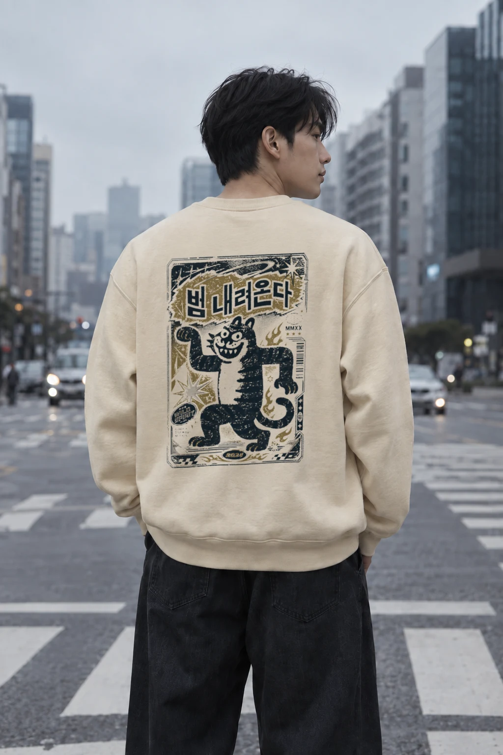 "Beom Naeryeonda Spirit" Unisex Sponge Fleece Crewneck Sweatshirt | Bella + Canvas 3901
