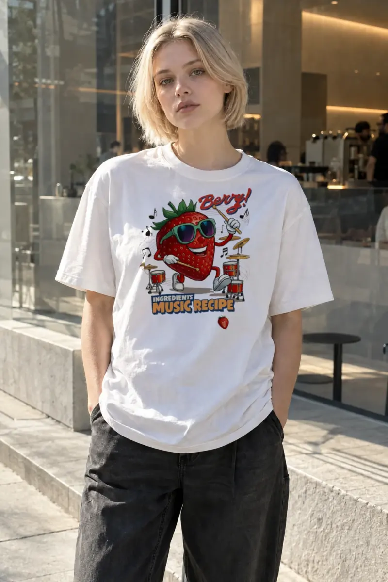 "Berry Music Recipe" Heavyweight Unisex Crewneck T-shirt | Gildan 5000
