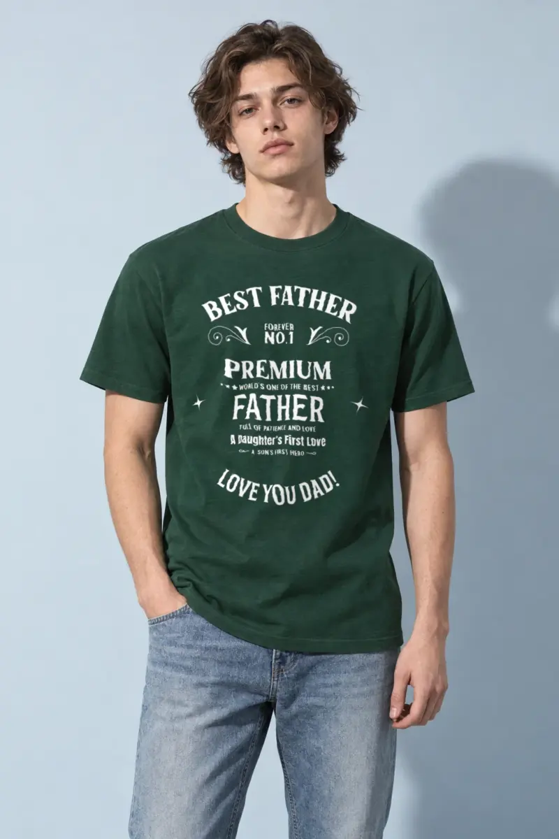 "Best Father Forever" Heavyweight Unisex Crewneck T-shirt | Gildan 5000