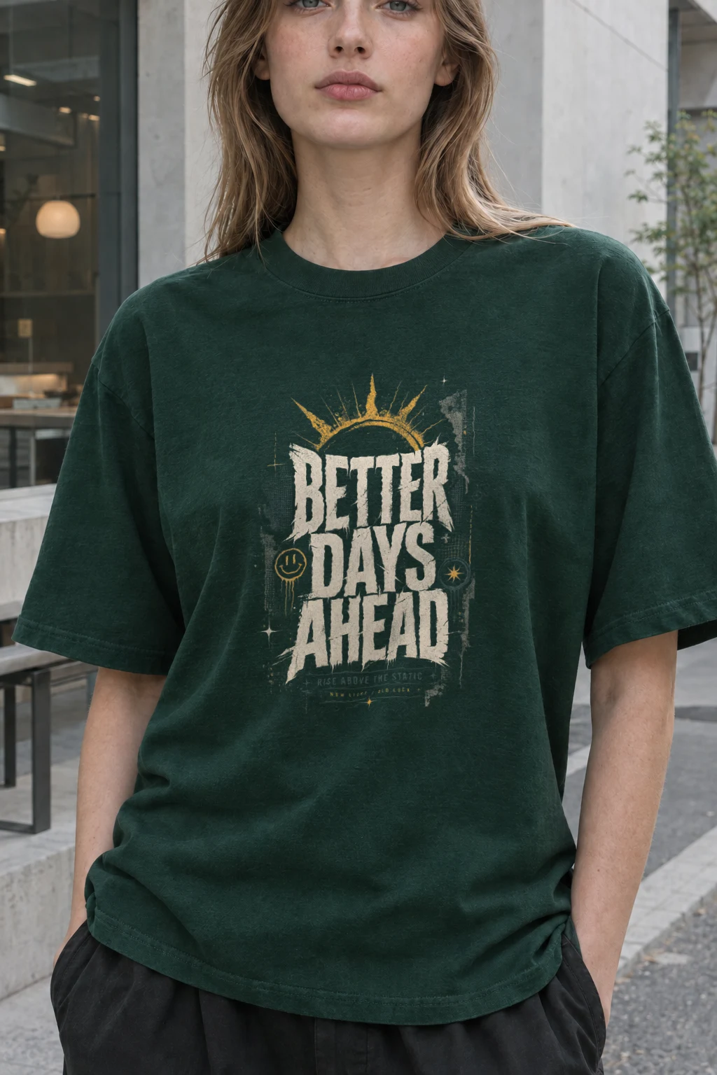 "Better Days Ahead" Heavyweight Unisex Crewneck T-shirt | Gildan 5000