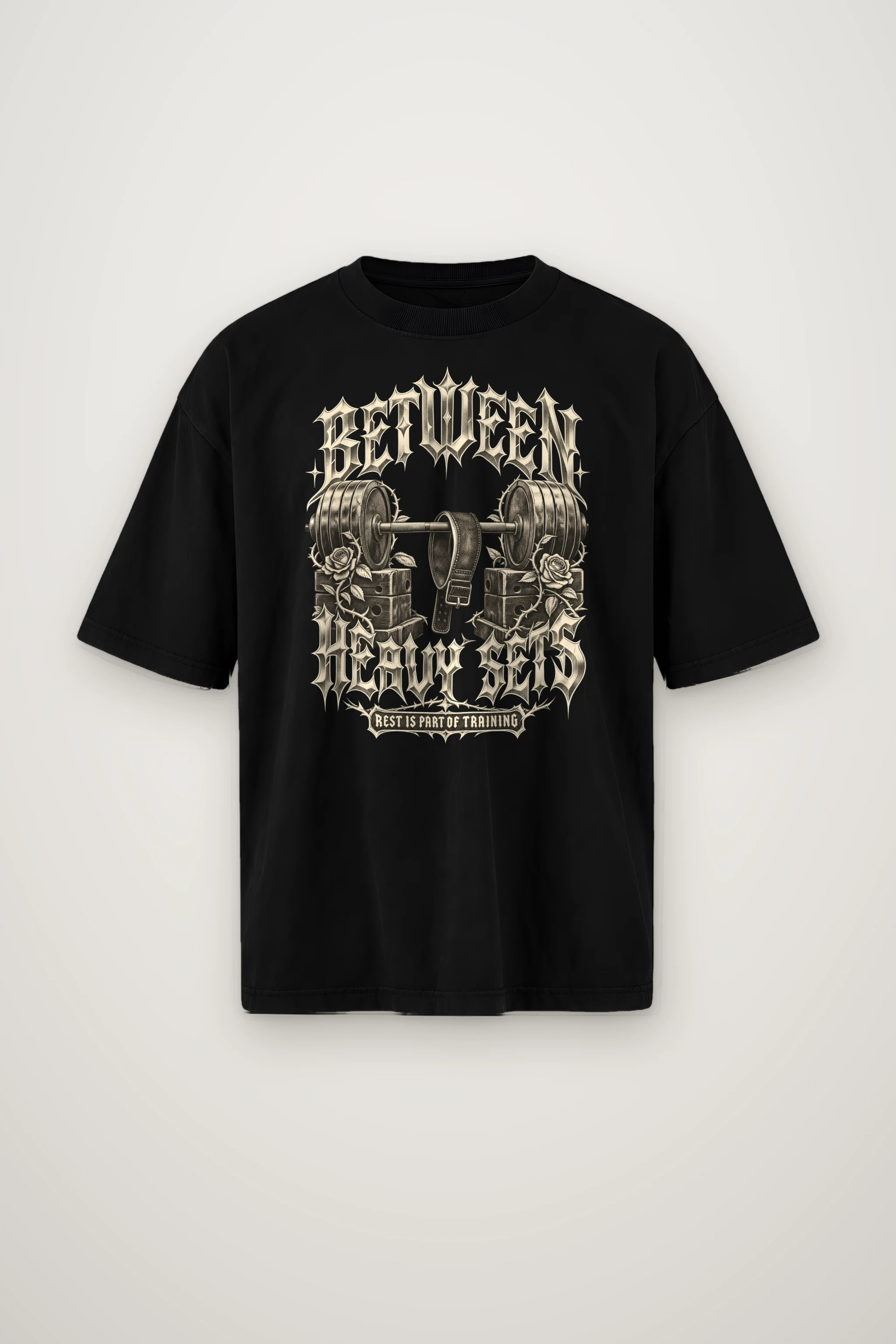 "Between Heavy Sets" Men's Oversized Heavyweight Crewneck T-Shirt