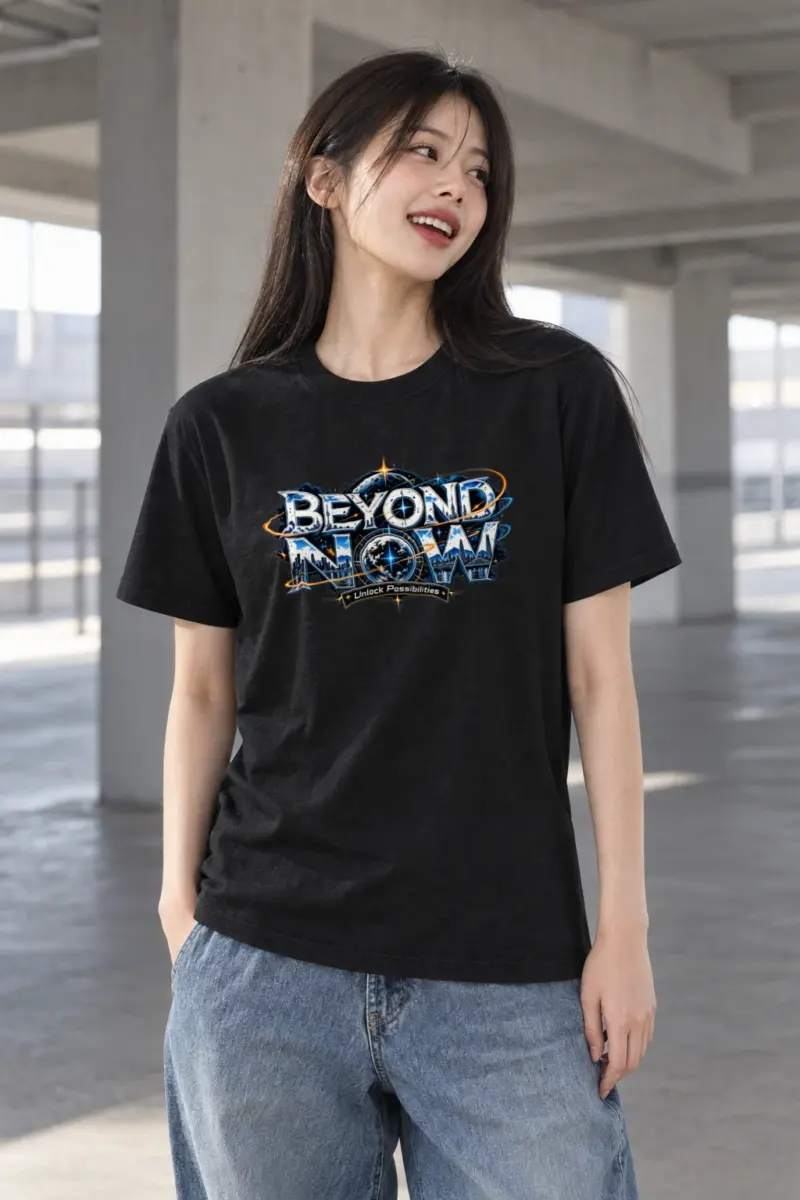 "Beyond Now Skyline Script" Heavyweight Unisex Crewneck T-shirt