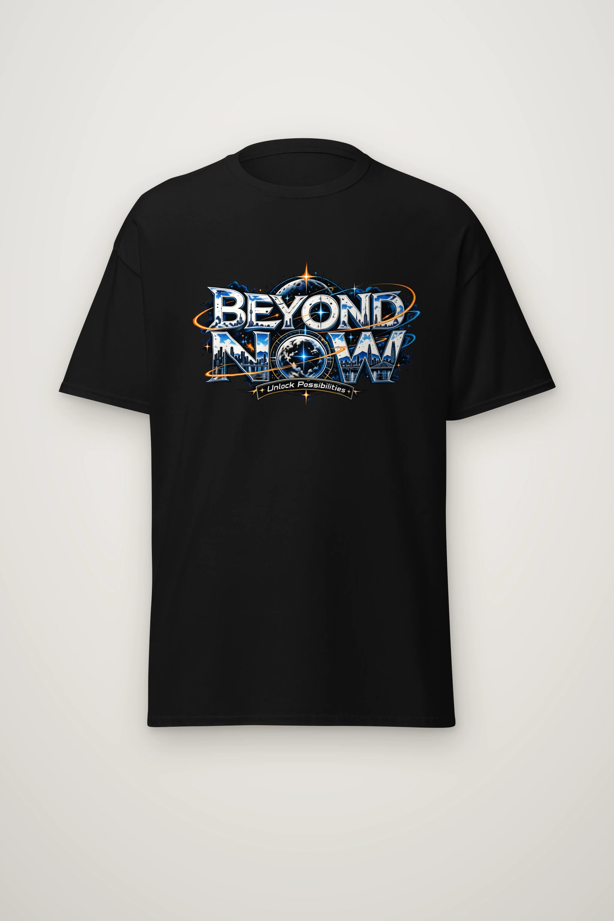 "Beyond Now Skyline Script" Heavyweight Unisex Crewneck T-shirt