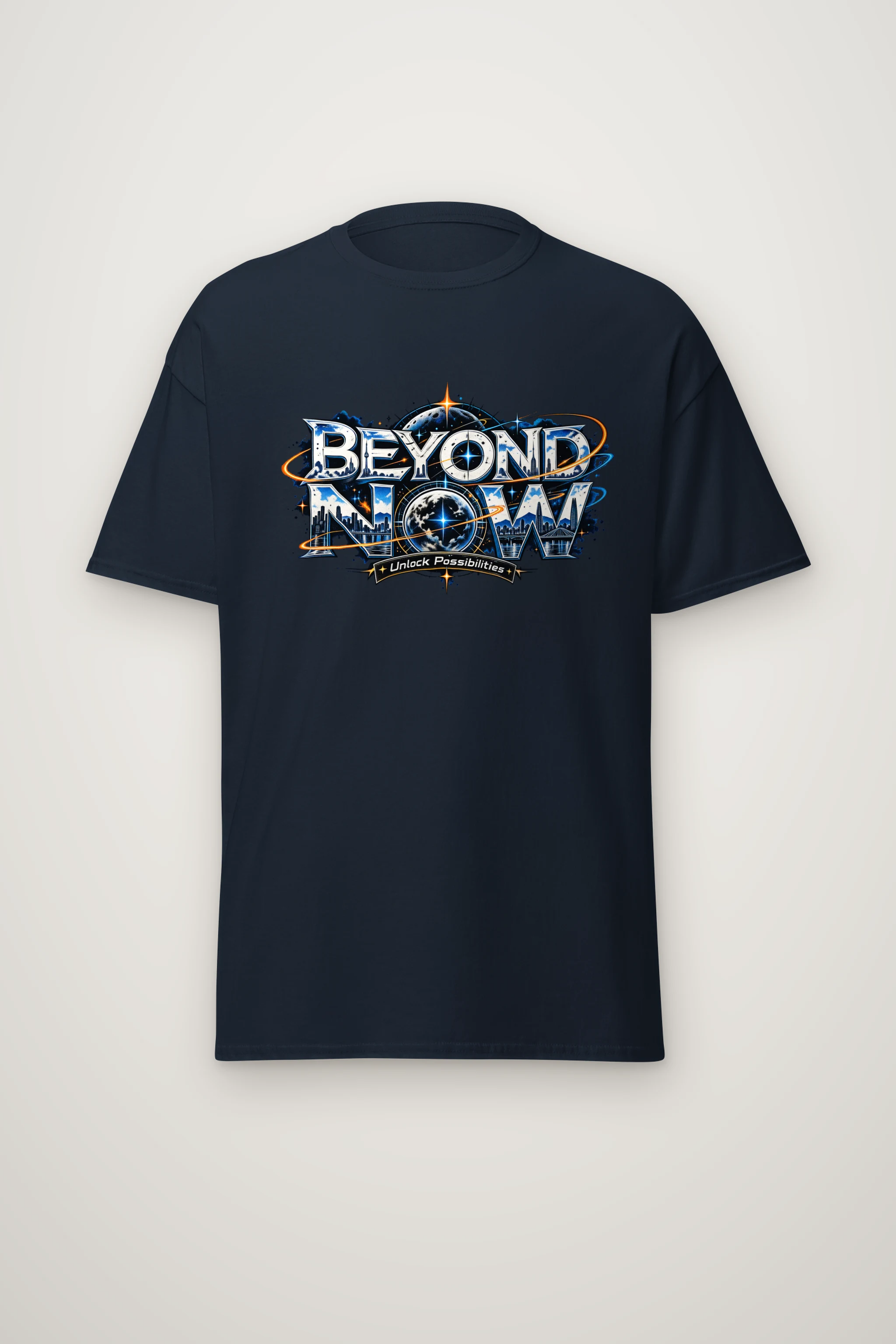 "Beyond Now Skyline Script" Heavyweight Unisex Crewneck T-shirt