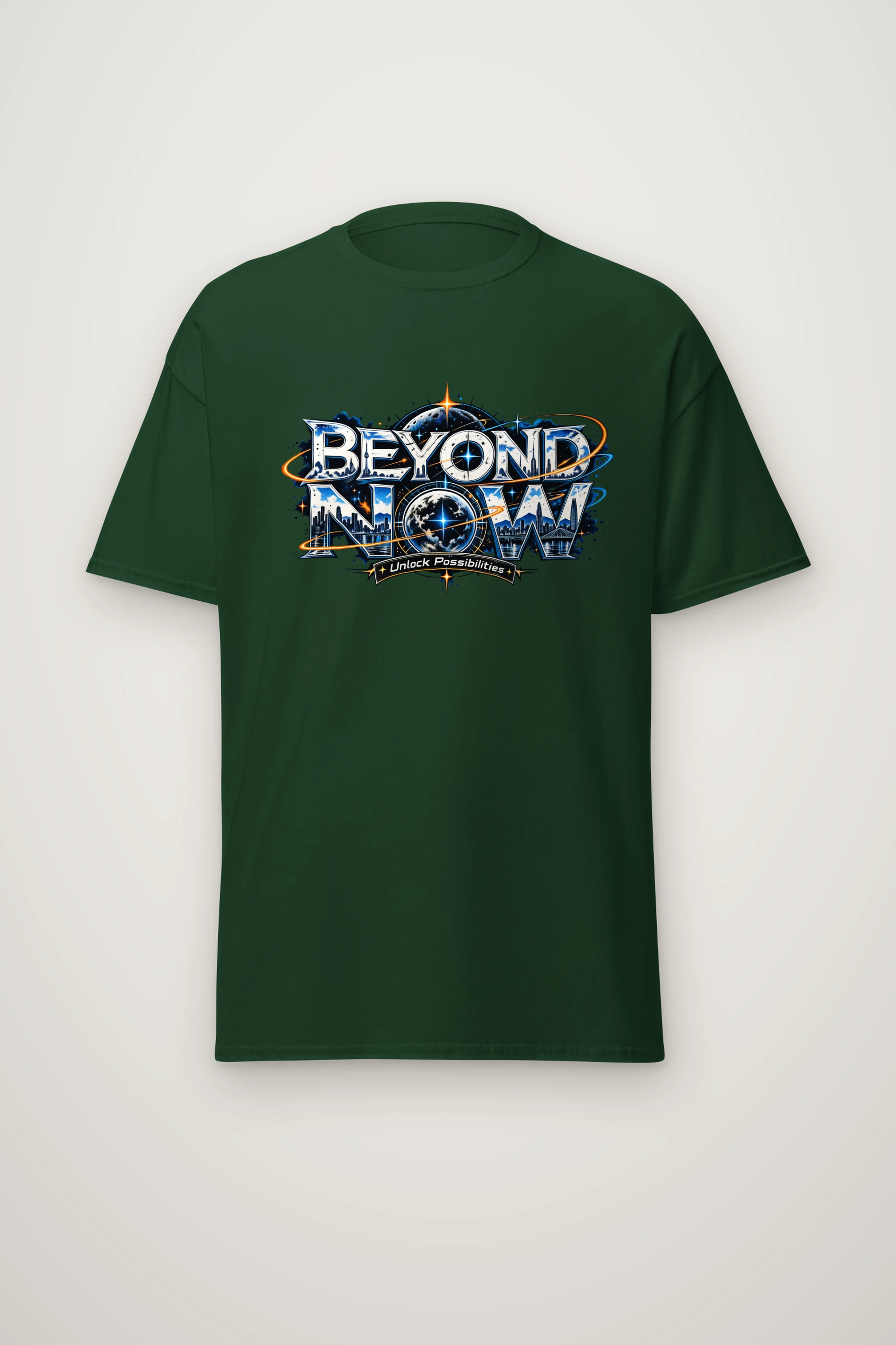 "Beyond Now Skyline Script" Heavyweight Unisex Crewneck T-shirt