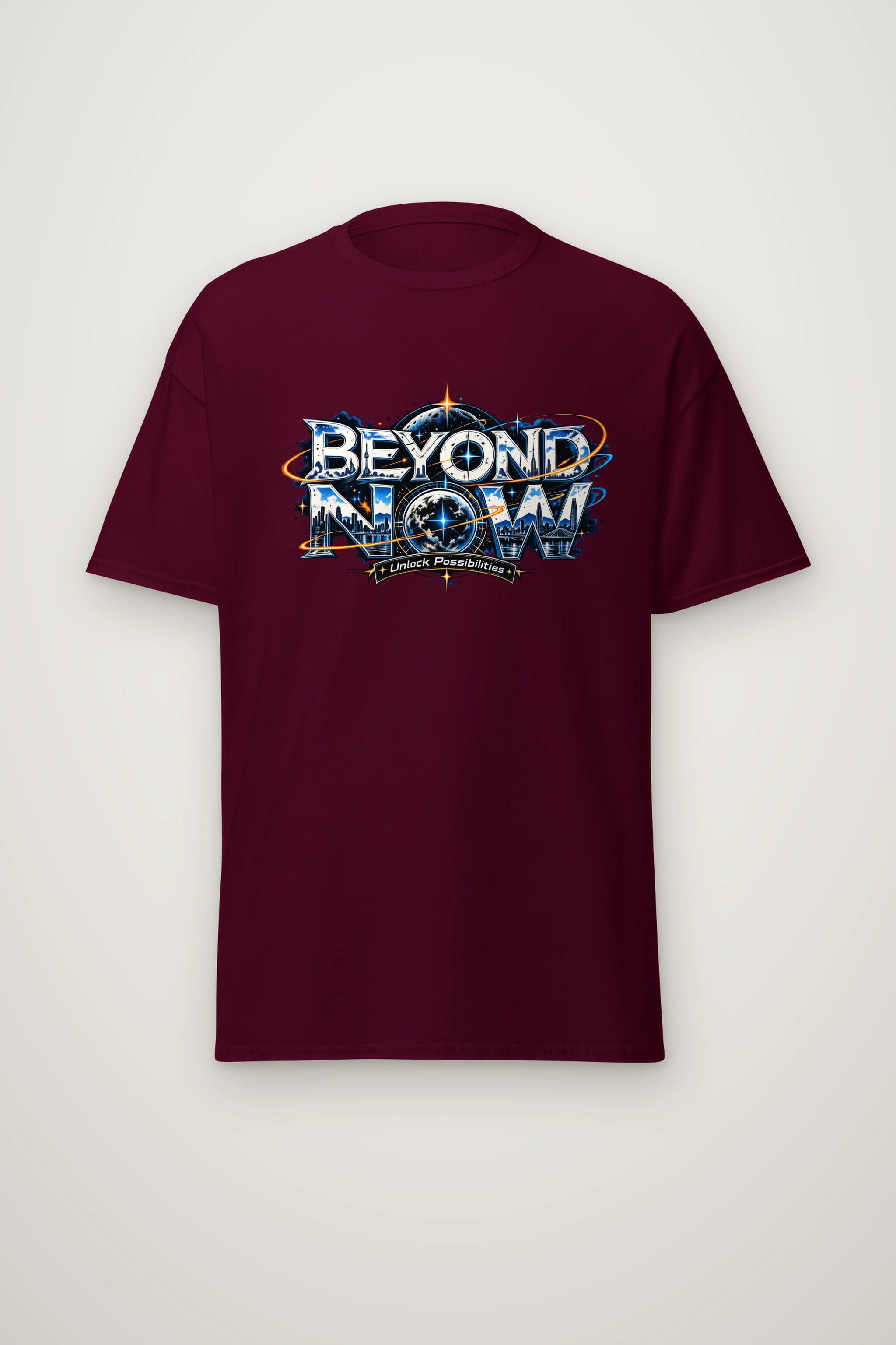 "Beyond Now Skyline Script" Heavyweight Unisex Crewneck T-shirt
